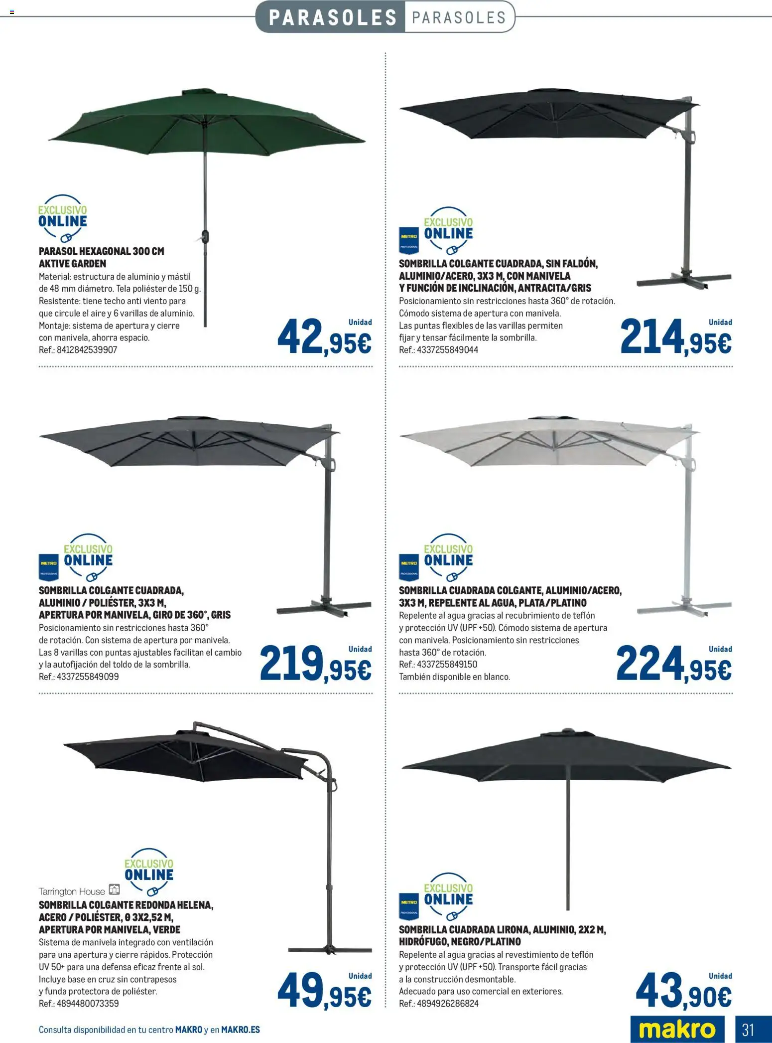 Makro - Especial Terrazas │ válido desde el 09.03.2026 | Página: 31 | Productos: Sombrilla, Funda