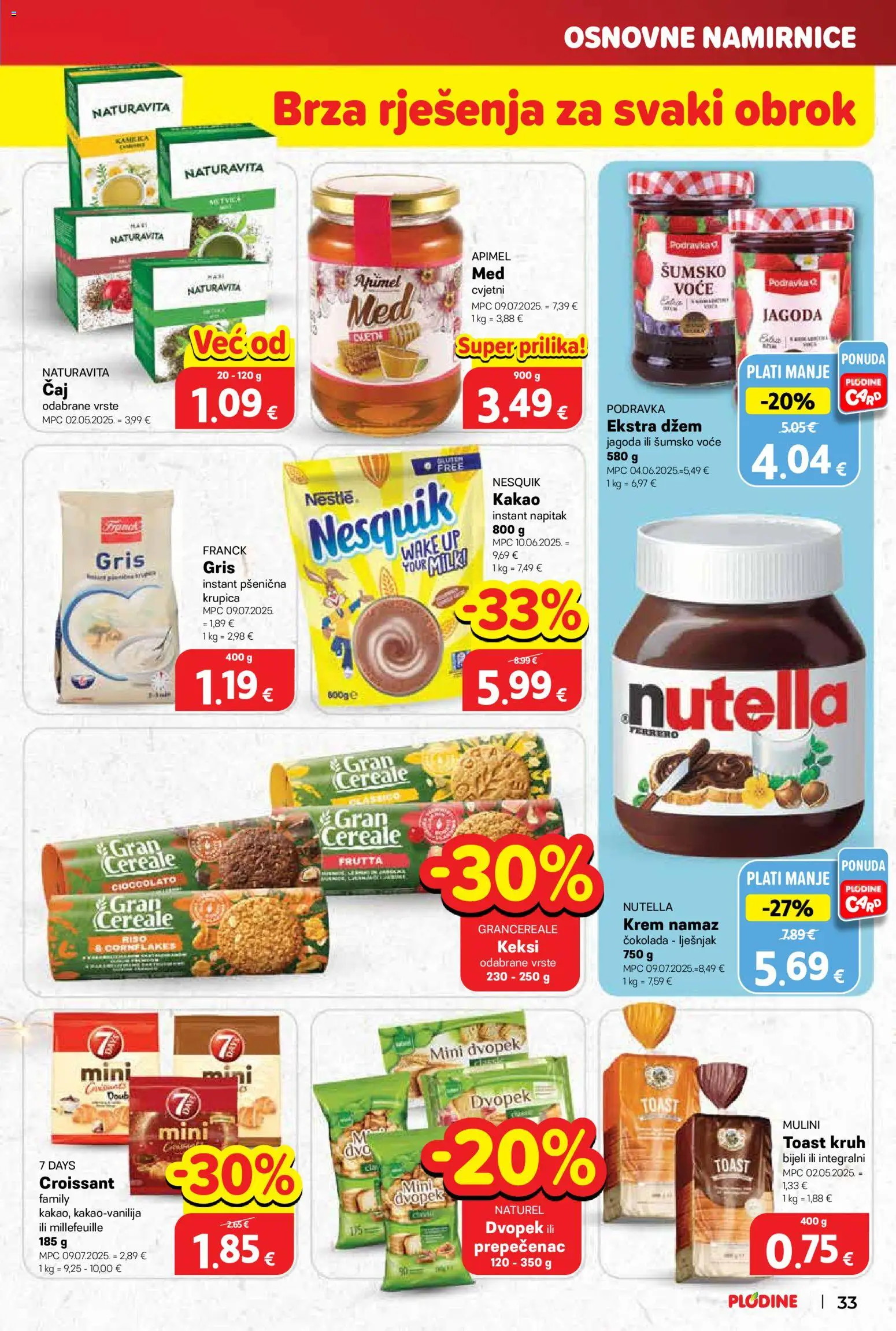 Plodine katalog | vrijedi od 10.12.2025 | Stranica: 33 | Proizvodi: Keksi, Lješnjak, Nesquik, Kakao