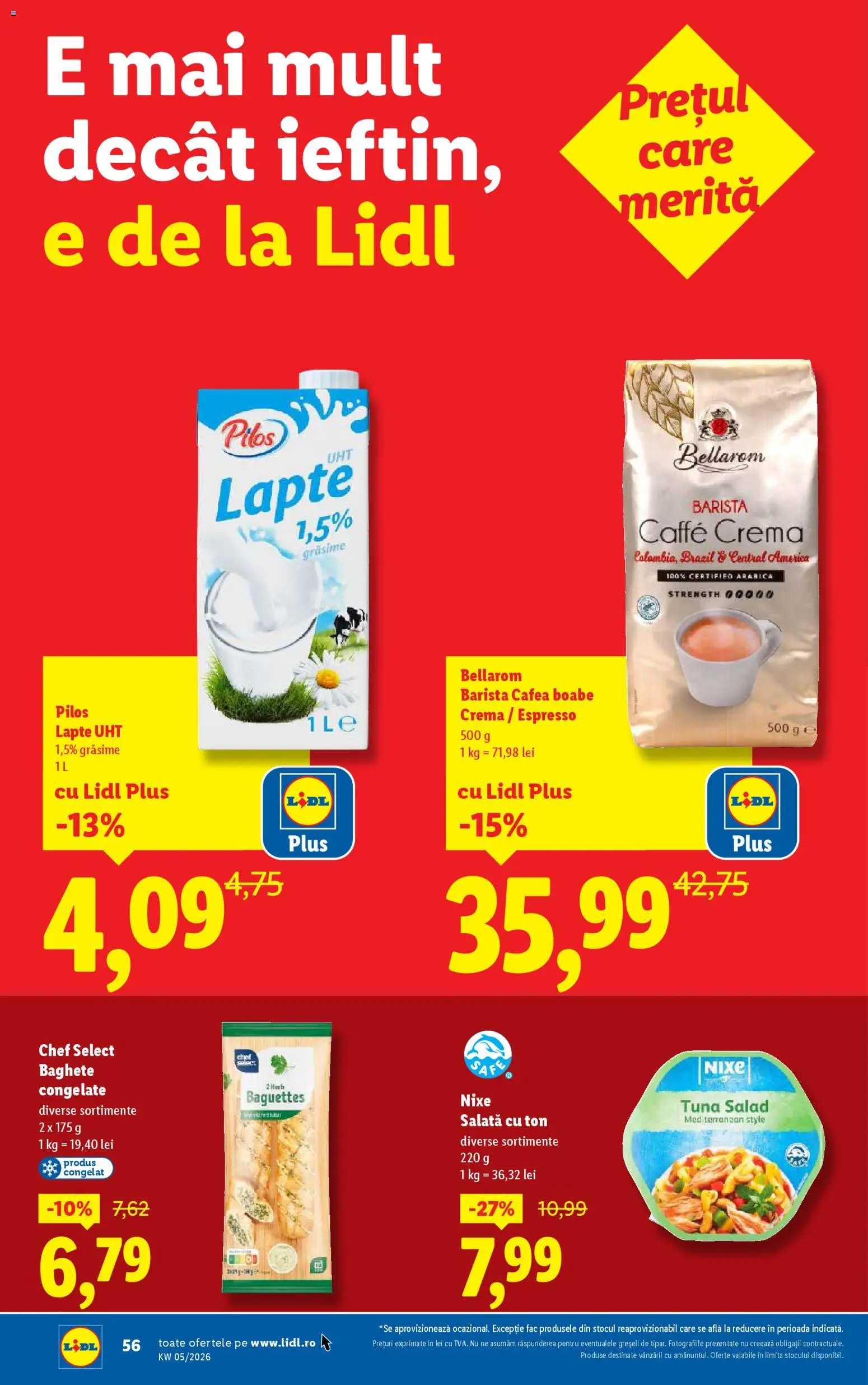 Noul catalog Lidl – valabil de la 26.01.2026 | Pagină: 56 | Produse: Delgeç, Lapte, Cremă, Salată