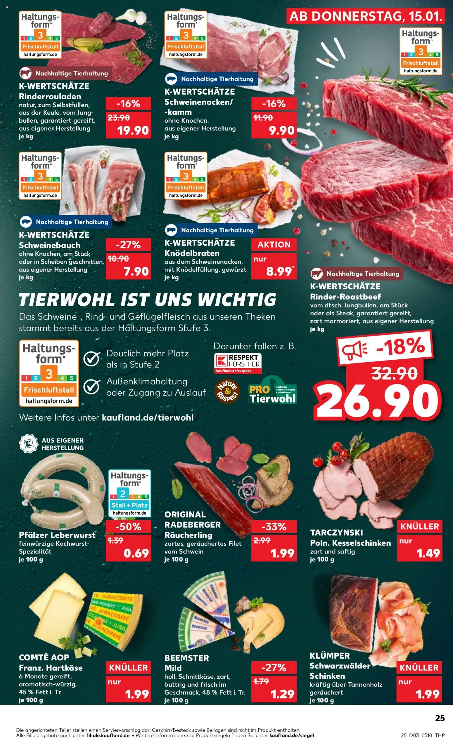 Kaufland prospekt Köln	 – gültig ab 15.01.2026 | Seite: 25 | Produkte: Rinderrouladen, Schweinebauch, Schinken