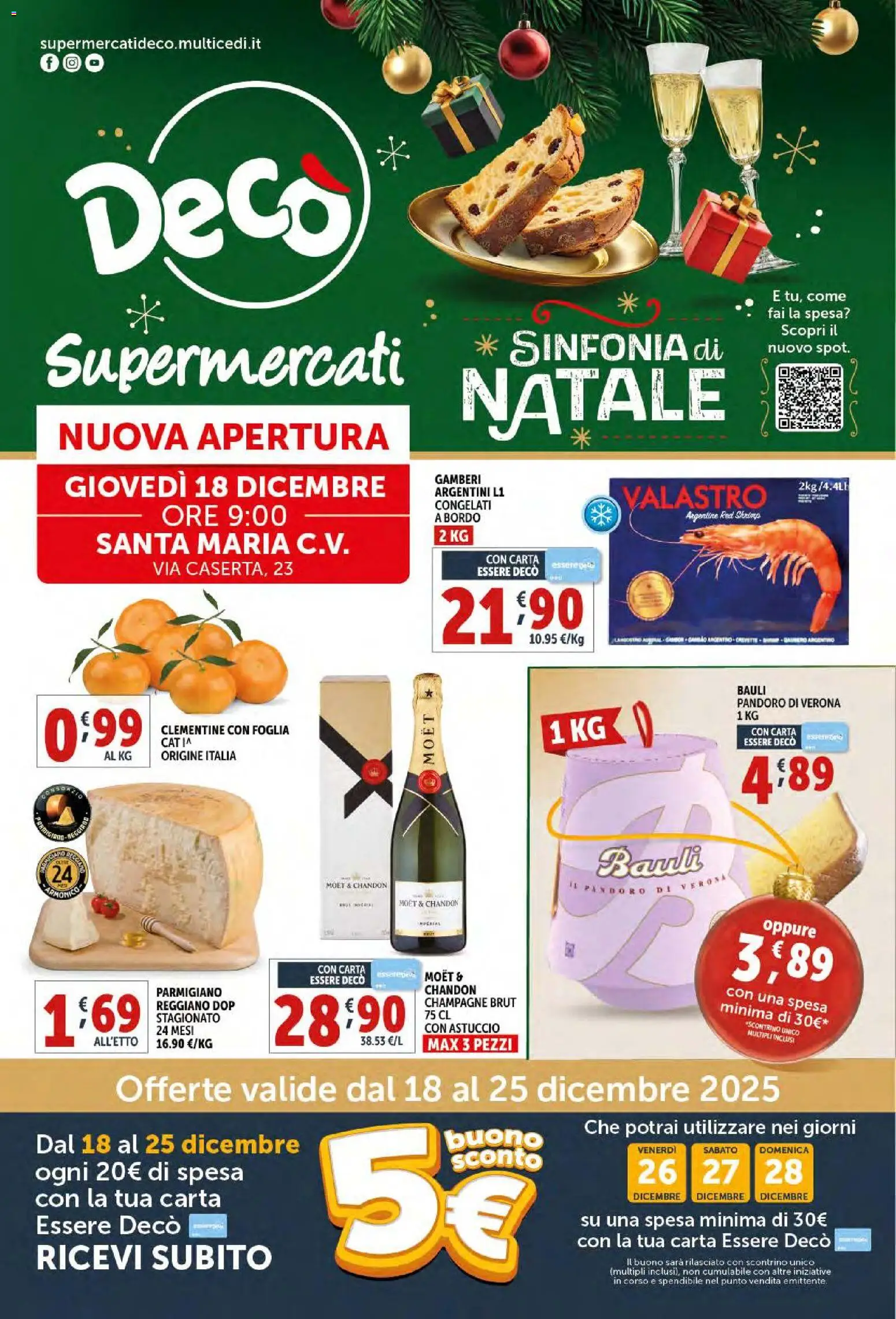 Volantino Decò del 18.12.2025 | Pagina: 1 | Prodotti: Gamberi, Pandoro, Astuccio, Parmigiano