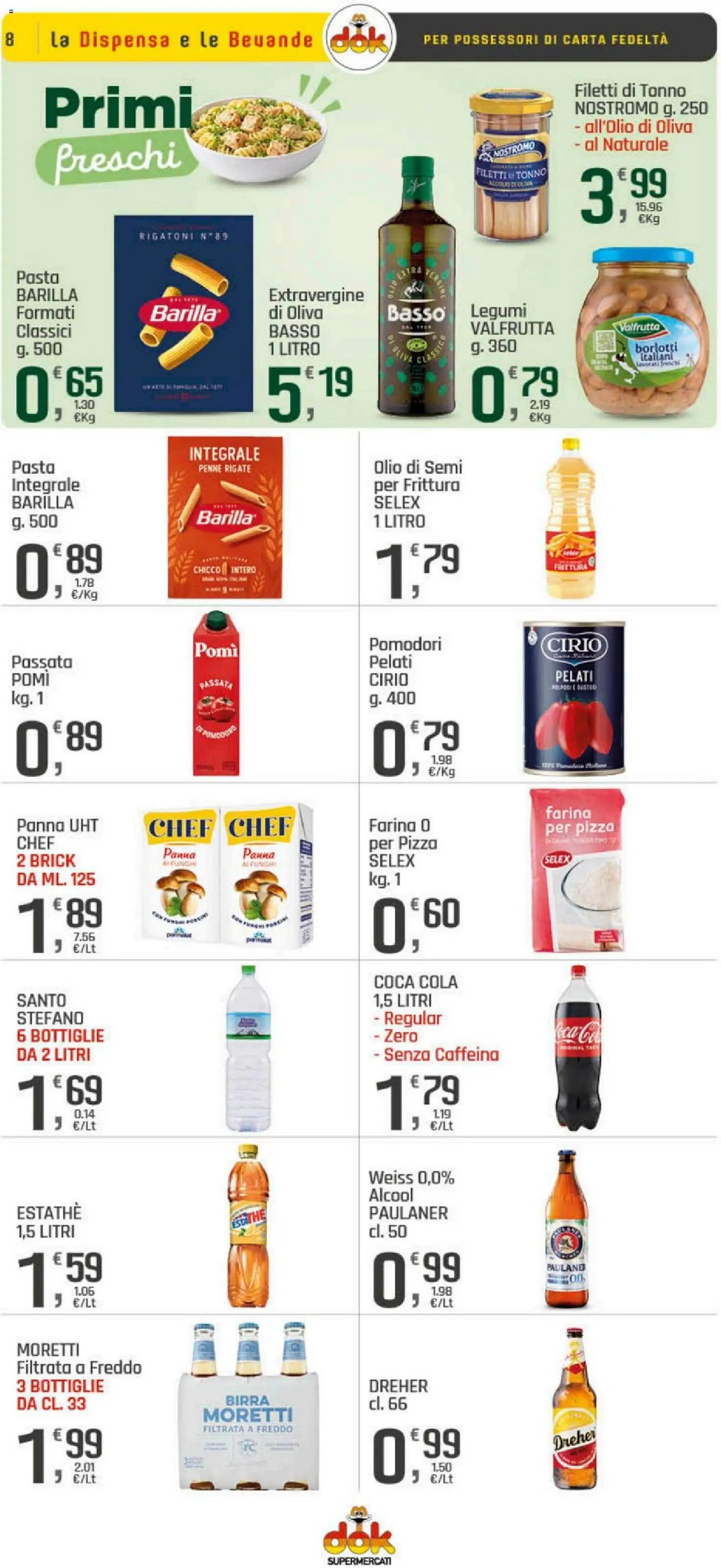 Volantino DOK del 20.04.2026 | Pagina: 8 | Prodotti: Pizza, Farina, Birra Moretti, Penne