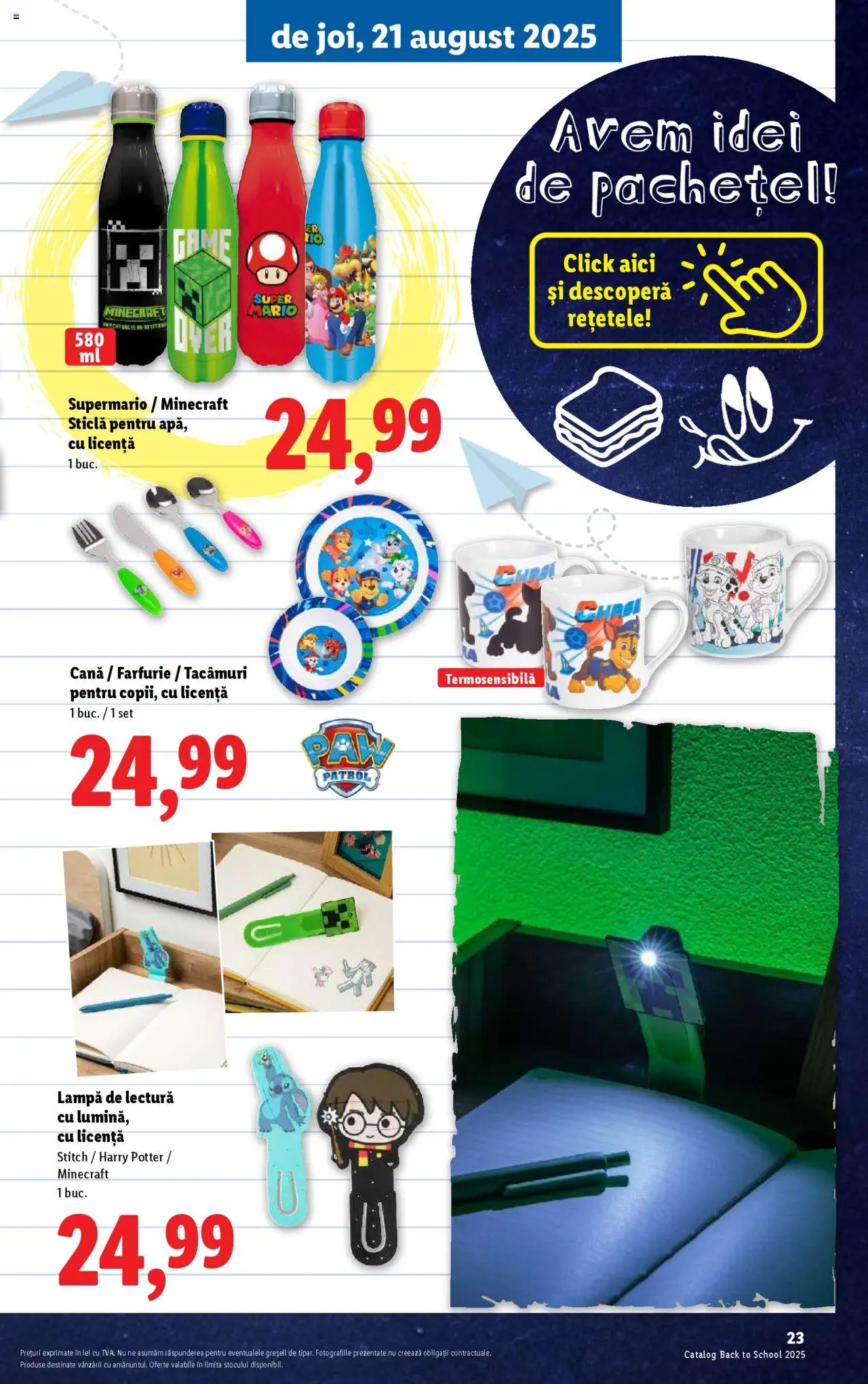 Lidl - Din nou la școală! – valabil de la 11.08.2025 | Pagină: 23 | Produse: Lampă, Farfurie, Apă