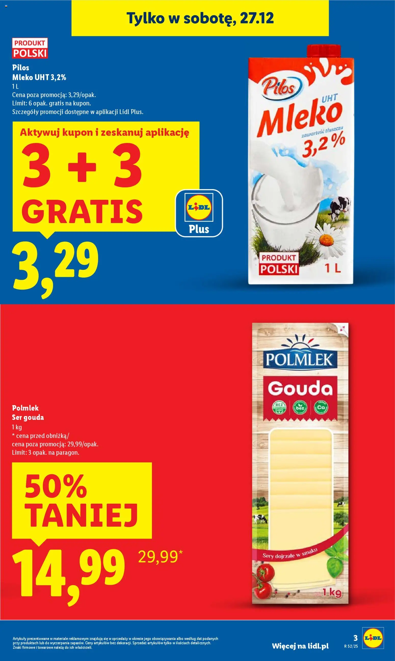 Lidl Gazetka od 27.12.2025 | Strona: 3 | Produkty: Sery, Mleko, Ser, Ser gouda