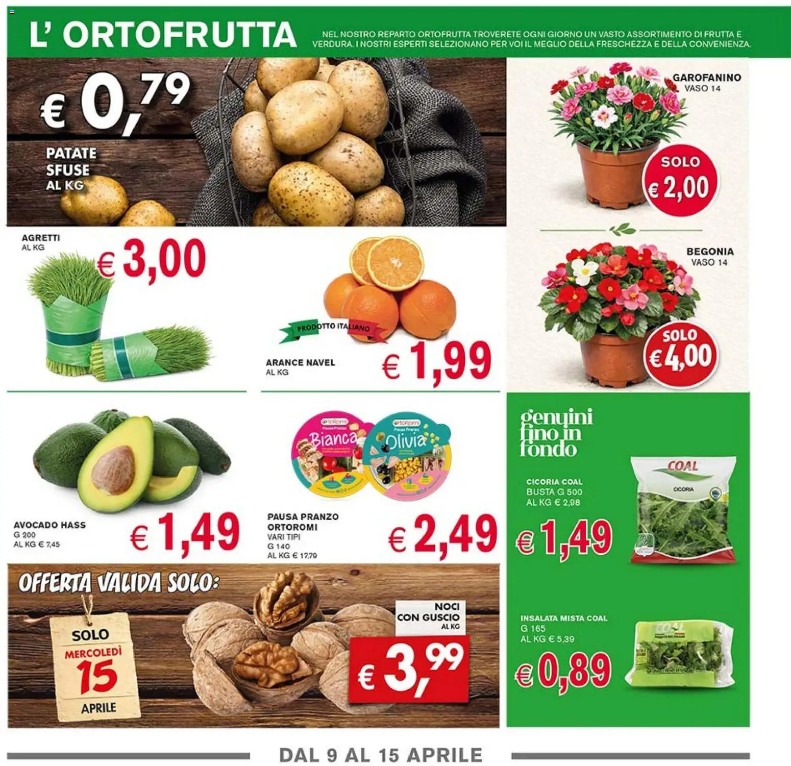 Volantino Coal del 09.04.2026 | Pagina: 2 | Prodotti: Arance, Insalata, Patate, Frutta