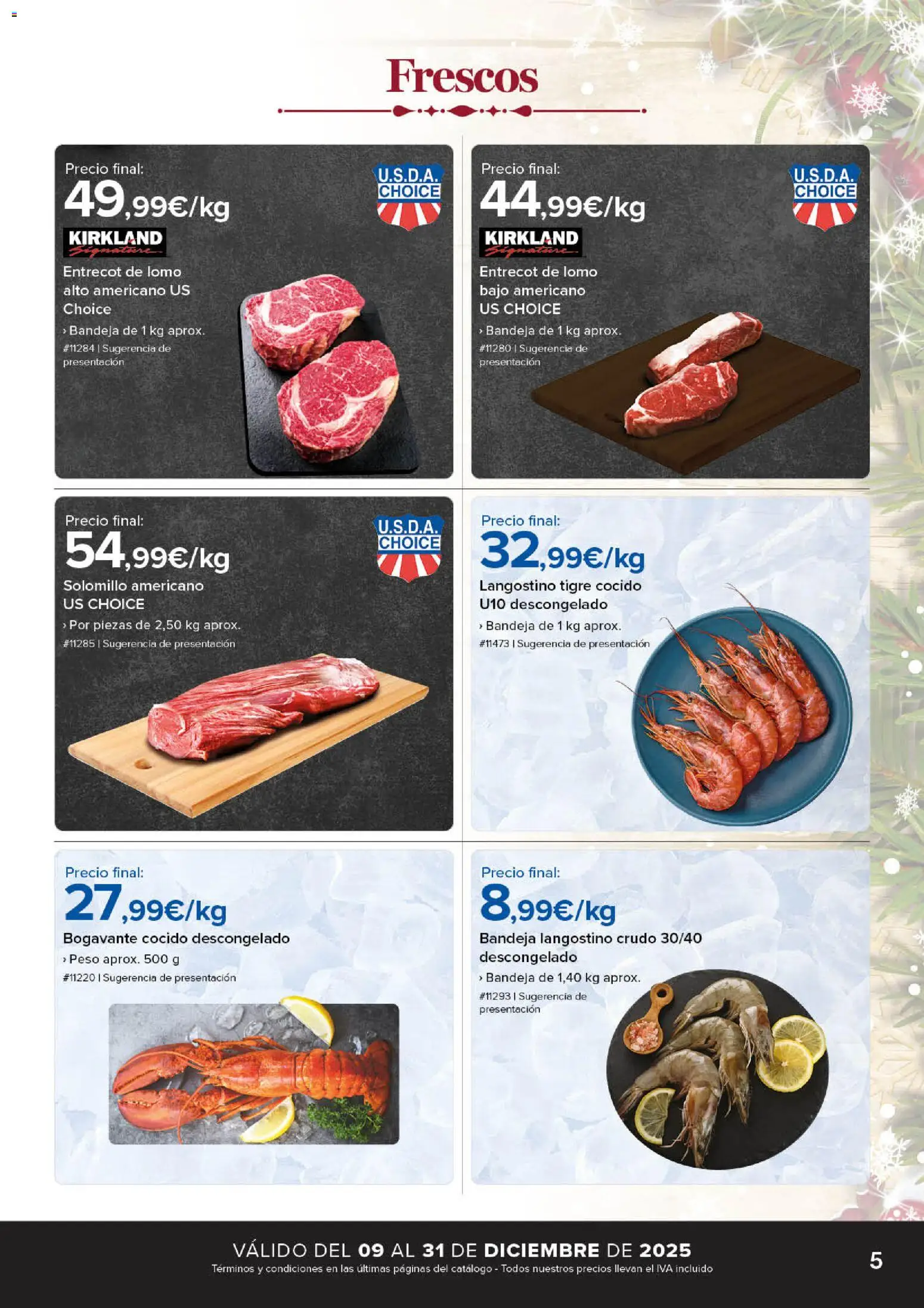 Costco catálogo │ válido desde el 09.12.2025 | Página: 5 | Productos: Peso, Bandeja, Langostino