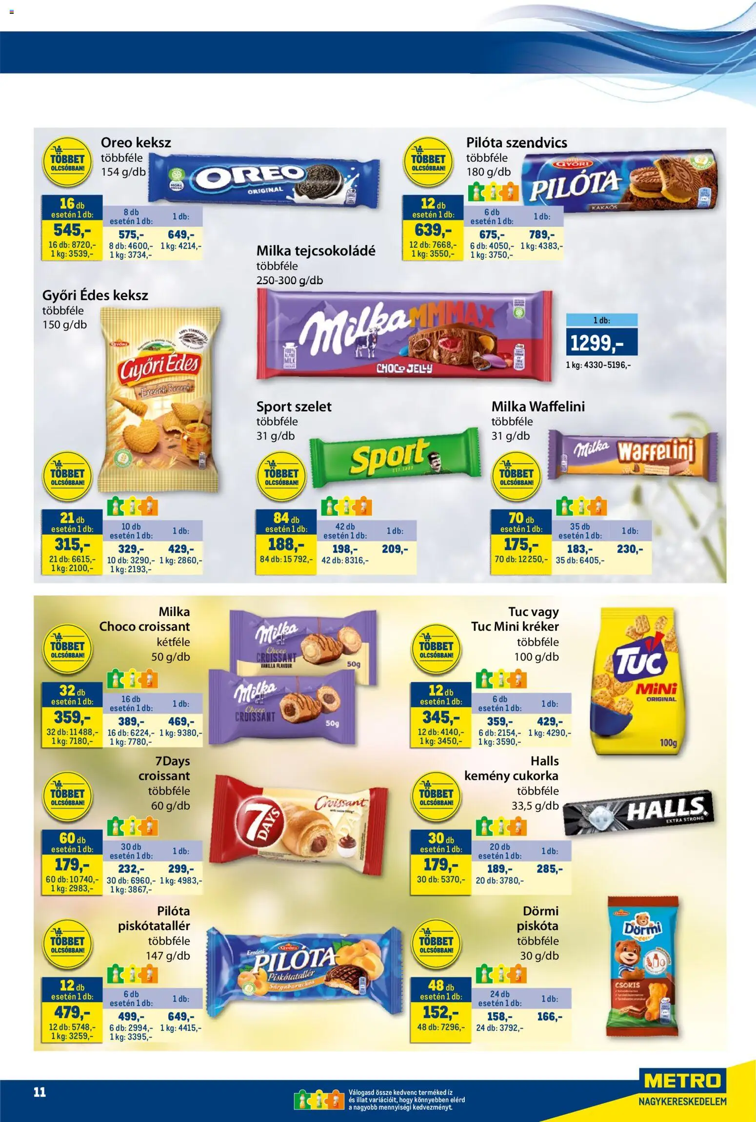 Metro akciós ujság - amely érvényes a következő dátumtól: 16.03.2026 | Oldal: 11 | Termékek: Piskóta, Szendvics, Tejcsokoládé, Cukorka