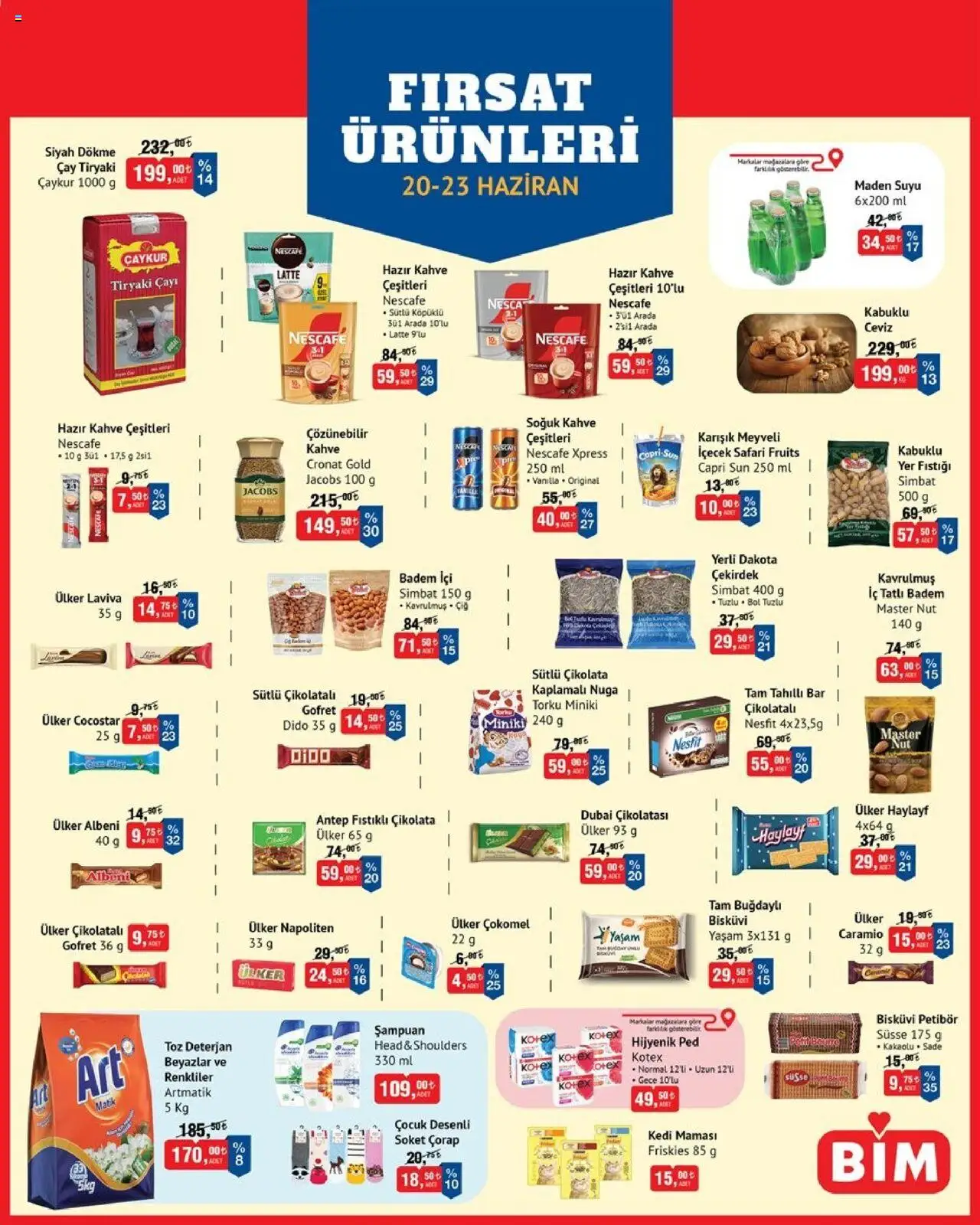 BİM Katalog - 20.06.2025 tarihinden itibaren geçerlidir | Sayfa: 4 | Ürünler: Gofret, Çay, Ceviz, Maden suyu