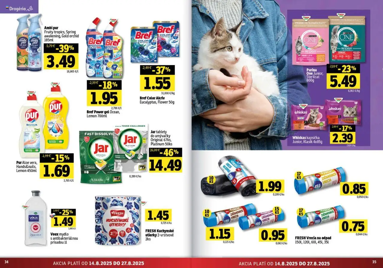 Fresh Stredné a západné Slovensko │ platný od 14.08.2025 | Strana: 18 | Produkty: Mydlo, Whiskas, Jar