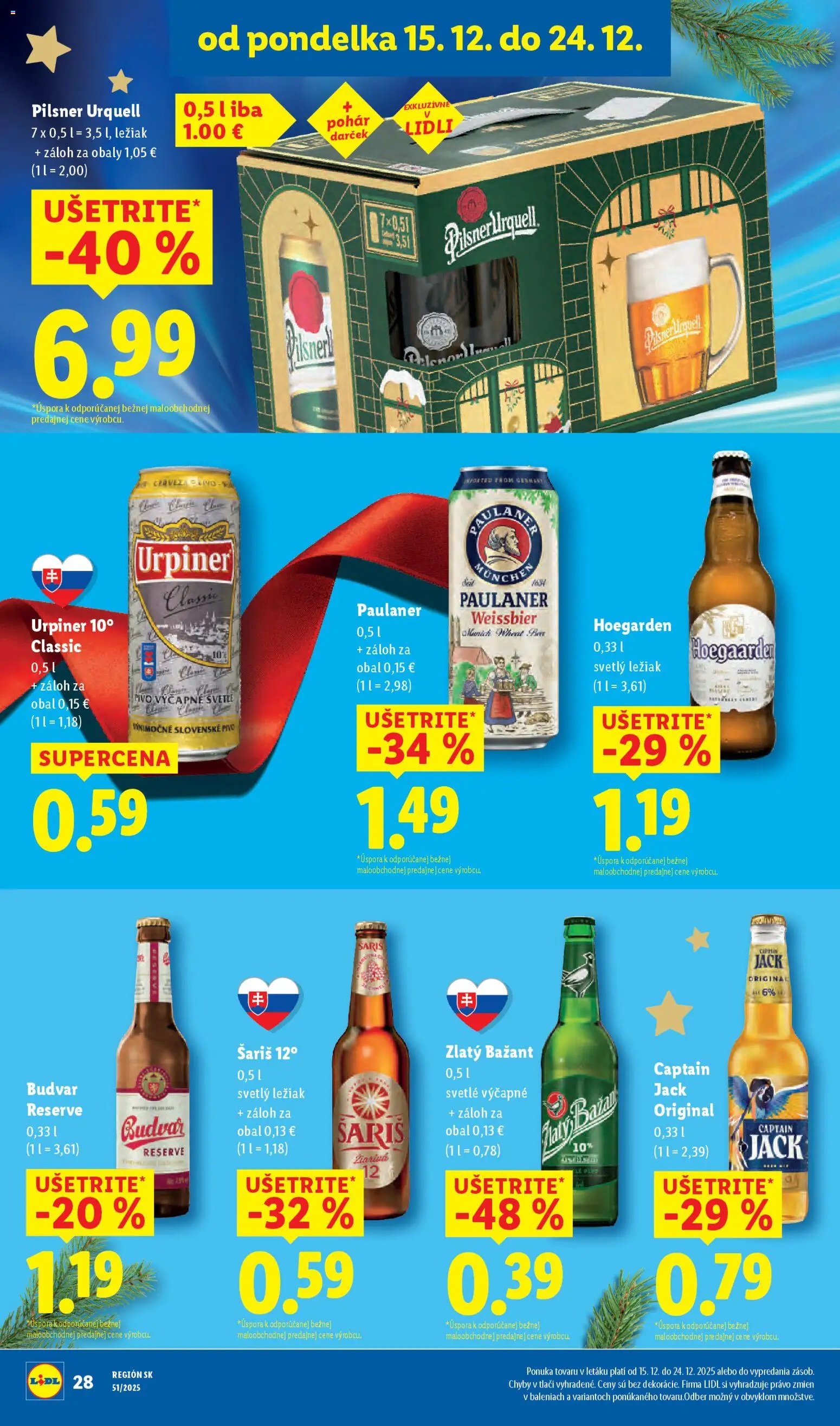 Nové Lidl akcie – leták je platný od 18.12.2025 | Strana: 68 | Produkty: Pilsner Urquell, Budvar, Šariš, Urpiner