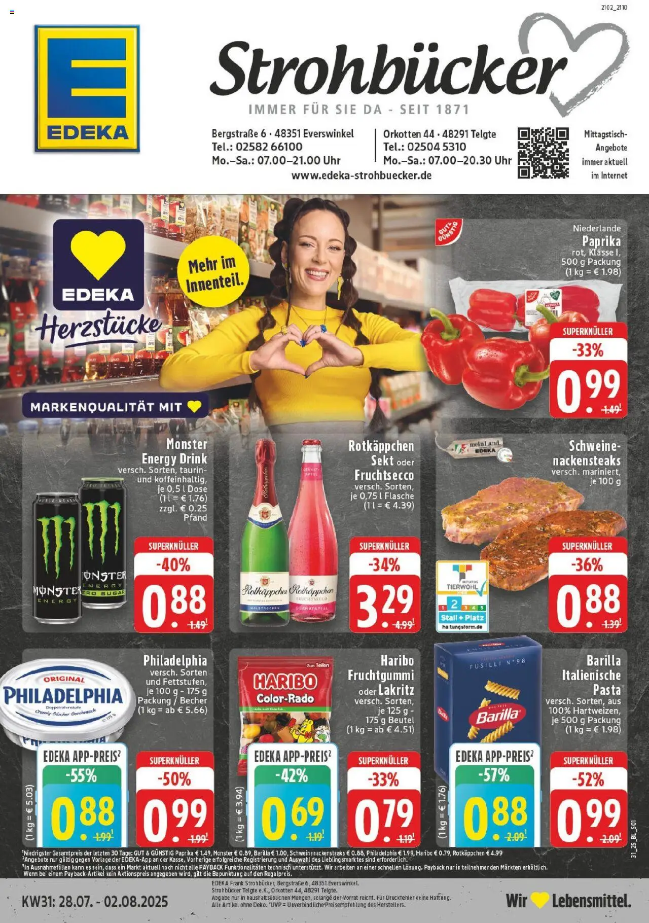 Edeka prospekt Everswinkel	 - gültig ab dem 27.07.2025 | Seite: 1 | Produkte: Rotkappchen sekt, Nackensteaks, Sekt, Monster