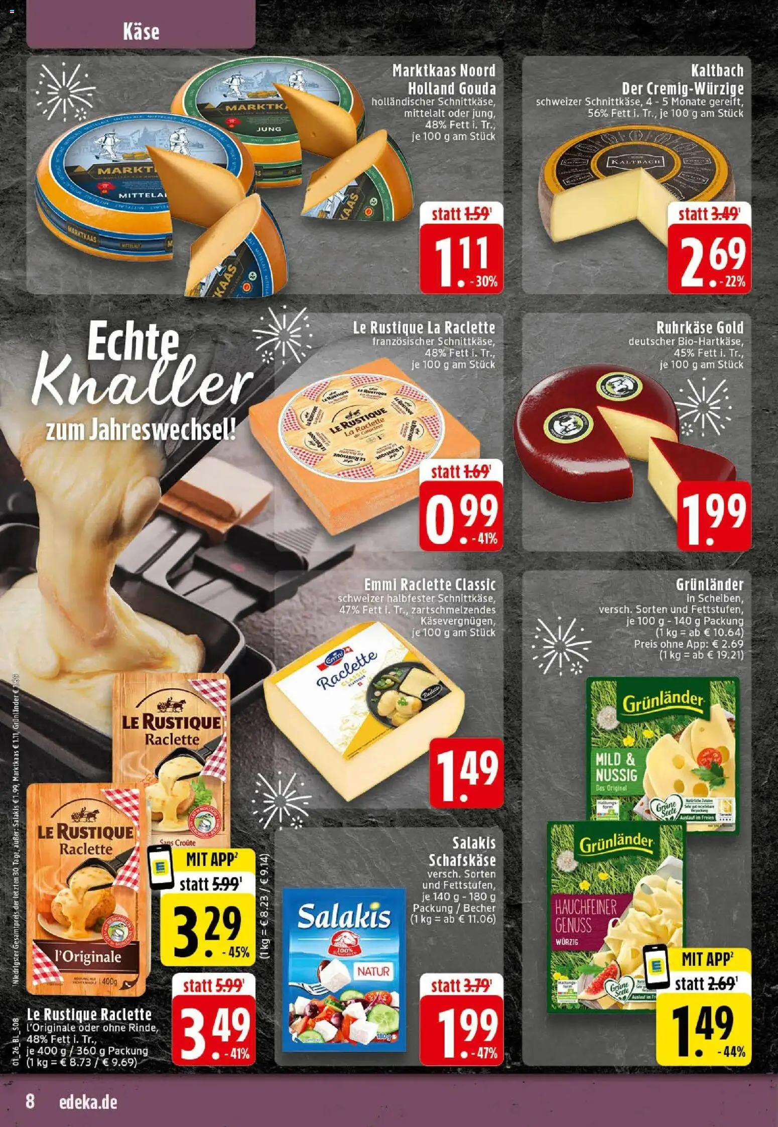 Edeka prospekt Hörstel-Riesenbeck	 – gültig ab 28.12.2025 | Seite: 8 | Produkte: Käse, Gouda, Raclette, Schafskase
