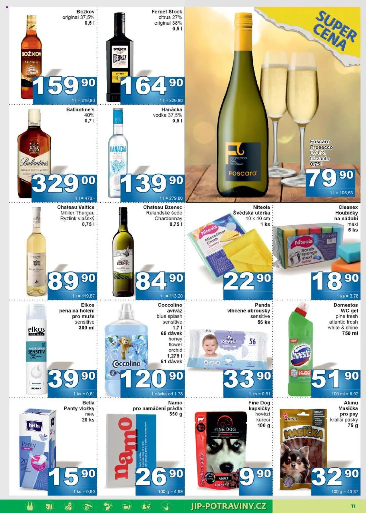 Jip leták od 13.08.2025 | Strana: 11 | Produkty: Vlhčené ubrousky, Ubrousky, Božkov, Domestos
