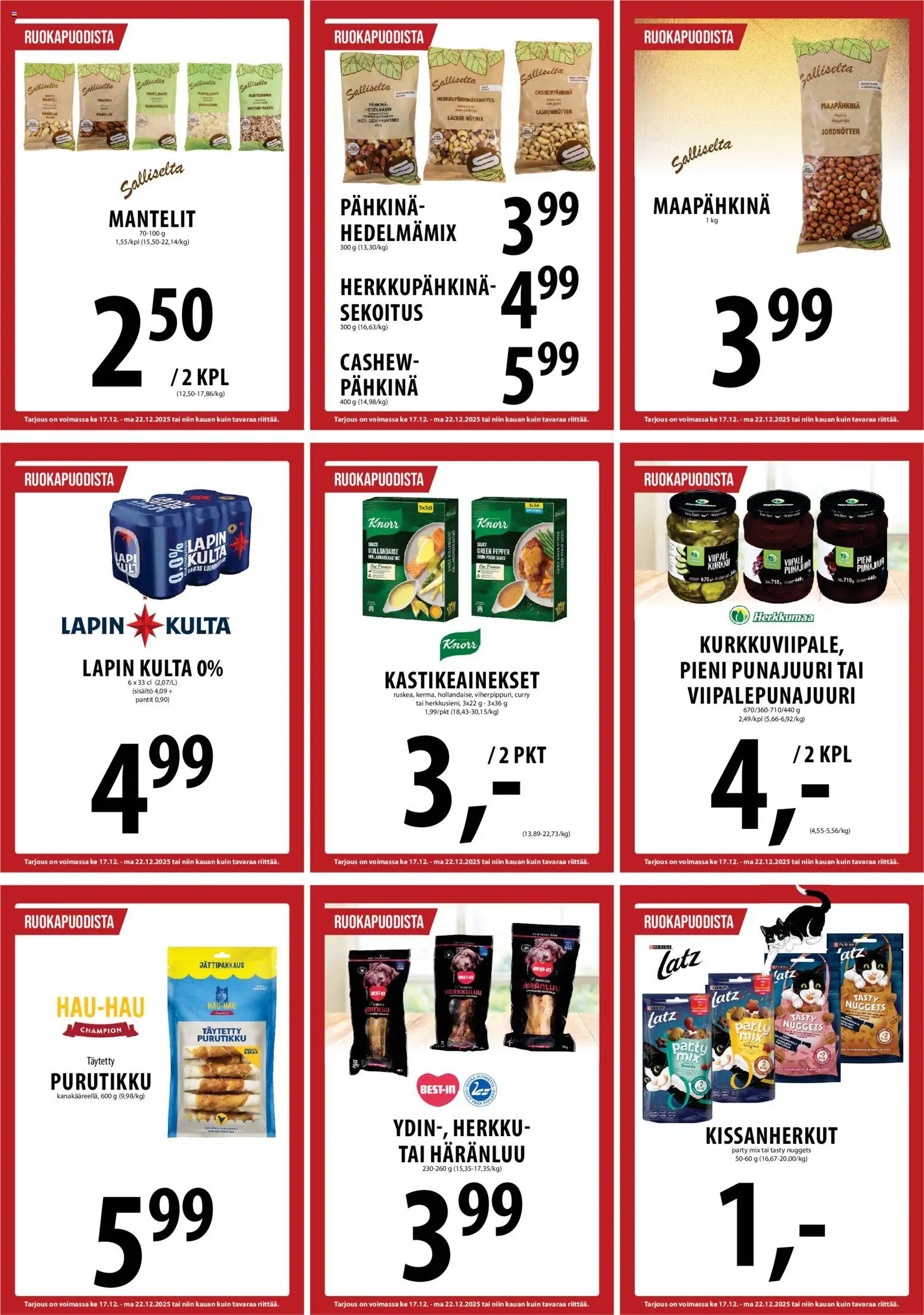 Tuuri tarjoukset – voimassa 17.12.2025 alkaen | Sivu: 16 | Tuotteet: Mantelit, Kana, Curry, Punajuuri