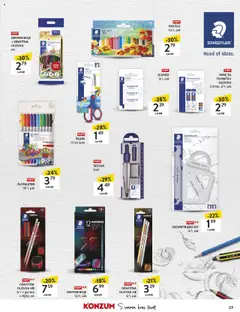 Konzum katalog | vrijedi od 18.08.2025 | Stranica: 23 | Proizvodi: Šestar, Škare, Gumice, Mine za tehničku