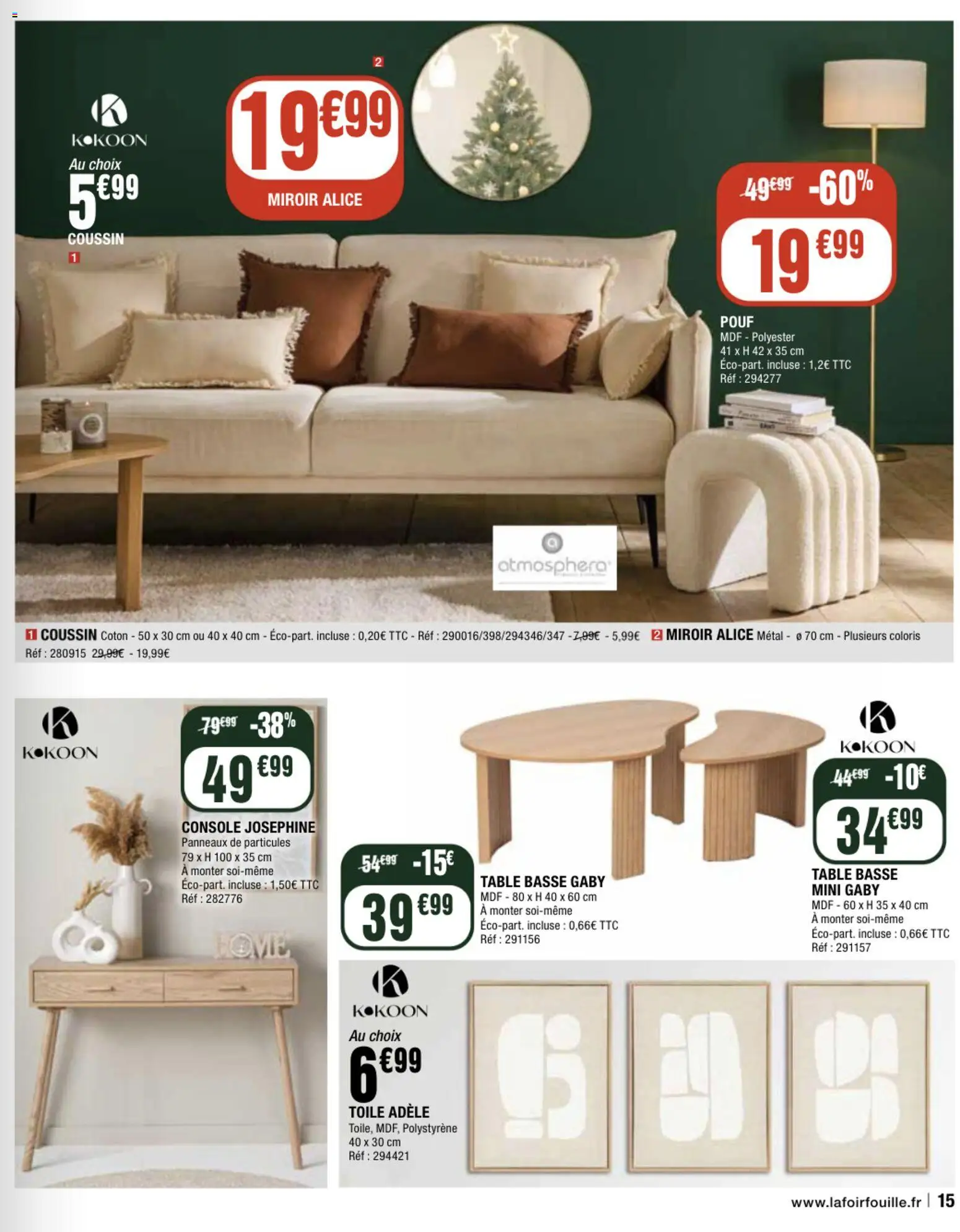 {H1} | Page: 15 | Produits: Coton, Table basse, Table, Miroir