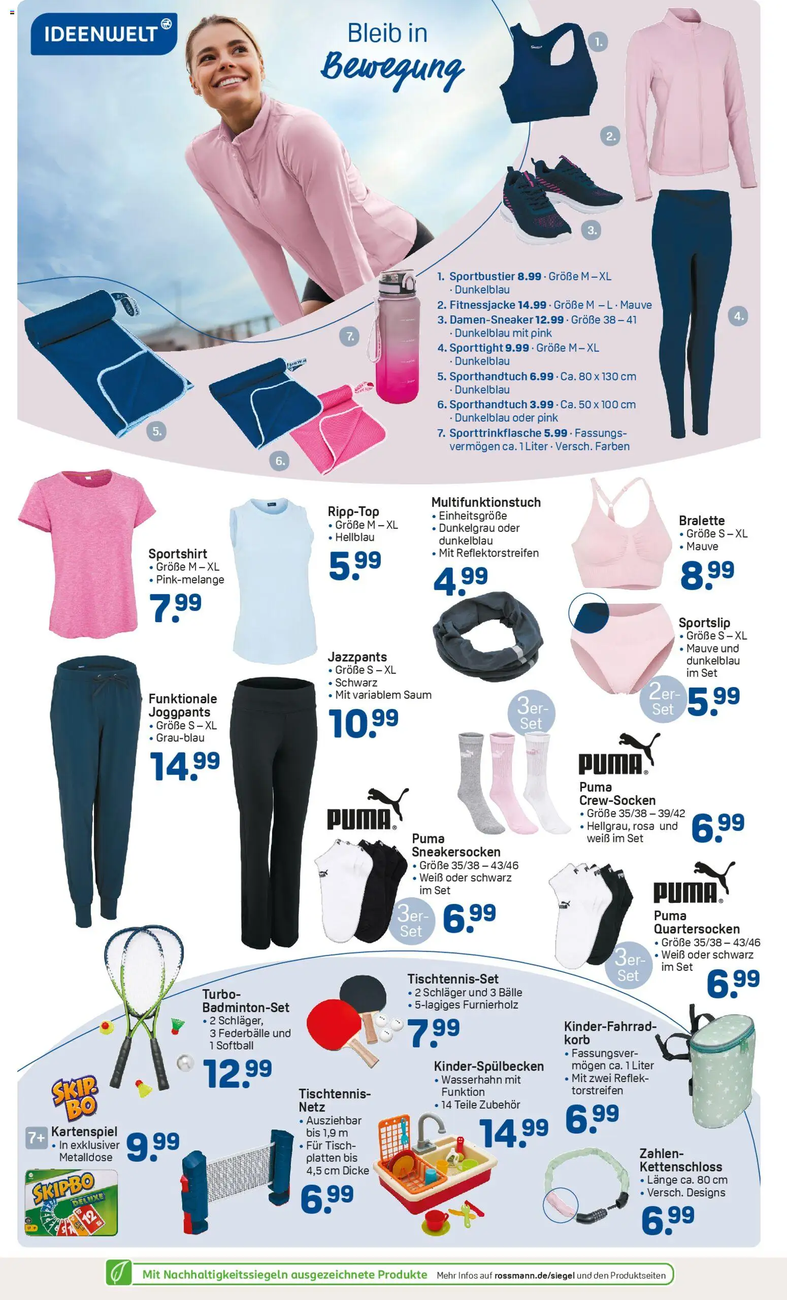 Rossmann Prospekt 	 – gültig ab 13.04.2026 | Seite: 2 | Produkte: T-Shirt, Tisch, Korb, Badmintonset