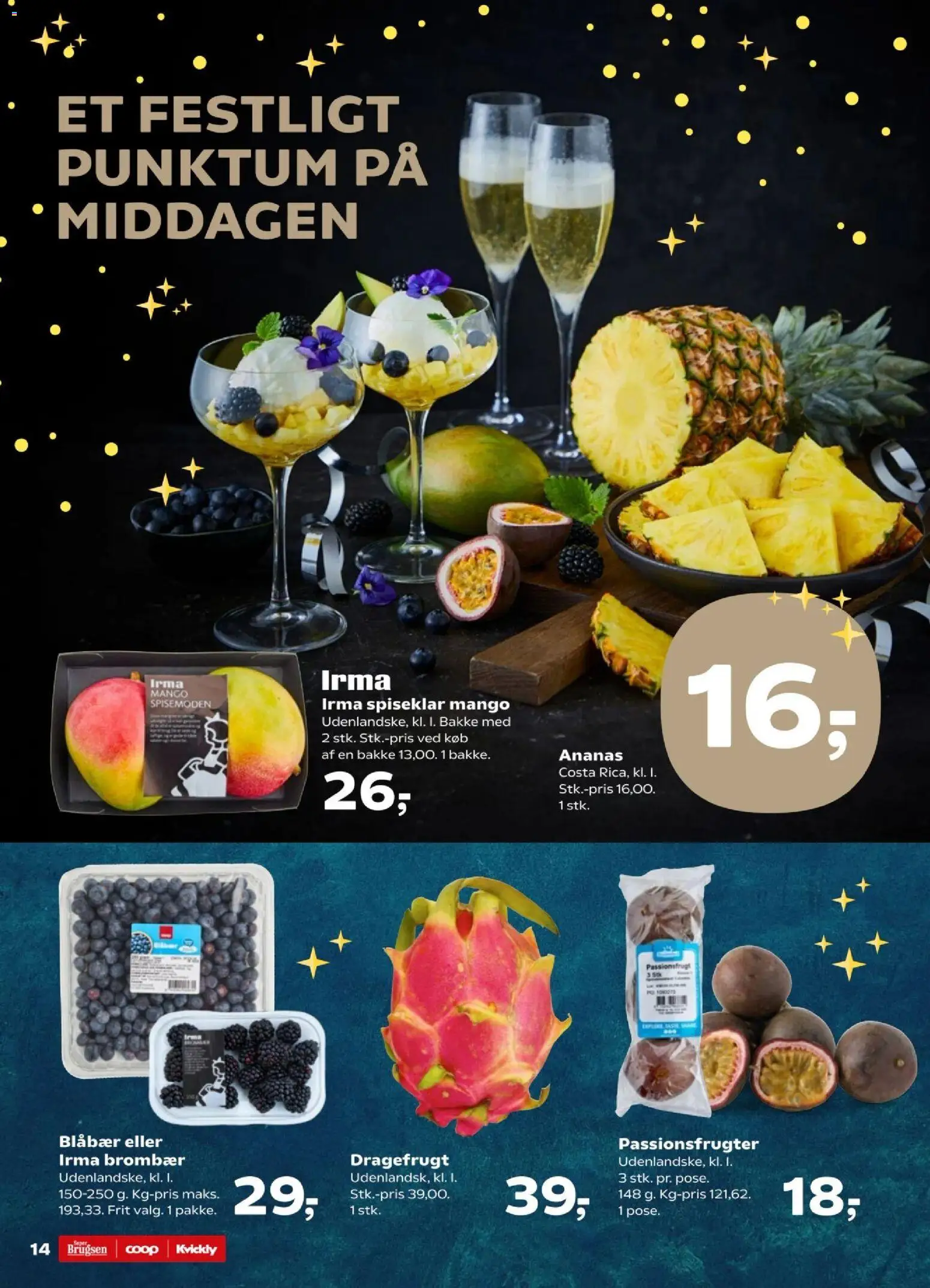 Kvickly tilbudsavis – gyldig fra 26.12.2025 | Side: 16 | Produkter: Blåbær, Mango, Ananas, Passionsfrugt