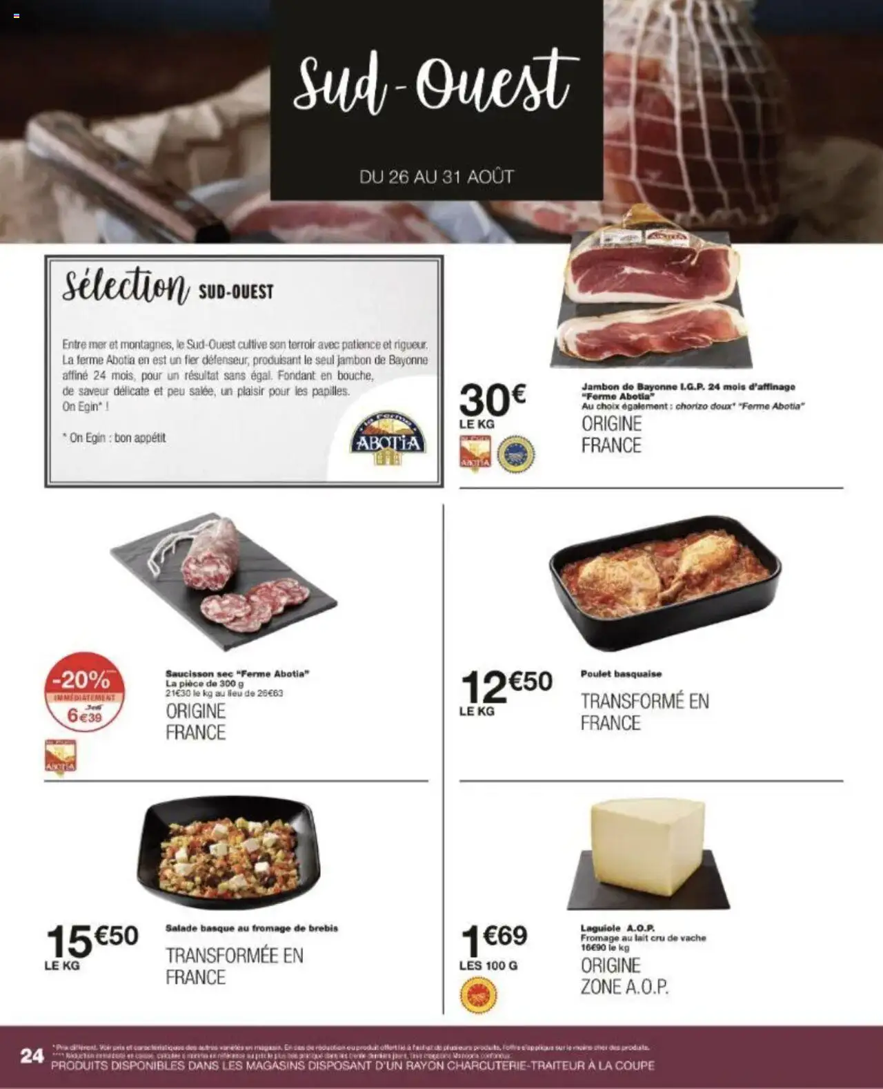  | Page: 24 | Produits: Chorizo, Saucisson, Fromage, Jambon