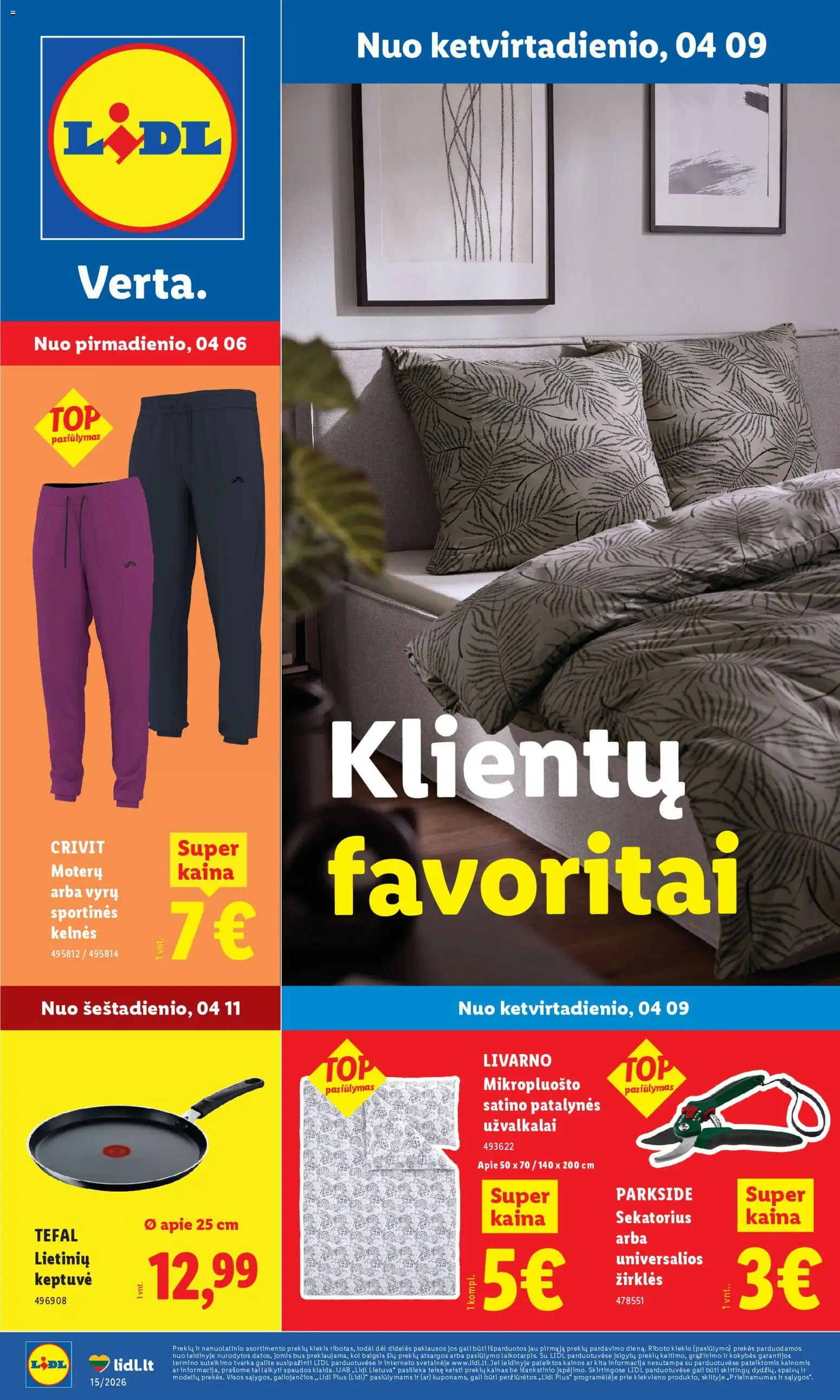 LIDL akcijos nuo 06.04.2026 | Puslapis: 1 | Prekių: Keptuvė, Sportinės kelnės, Kelnes
