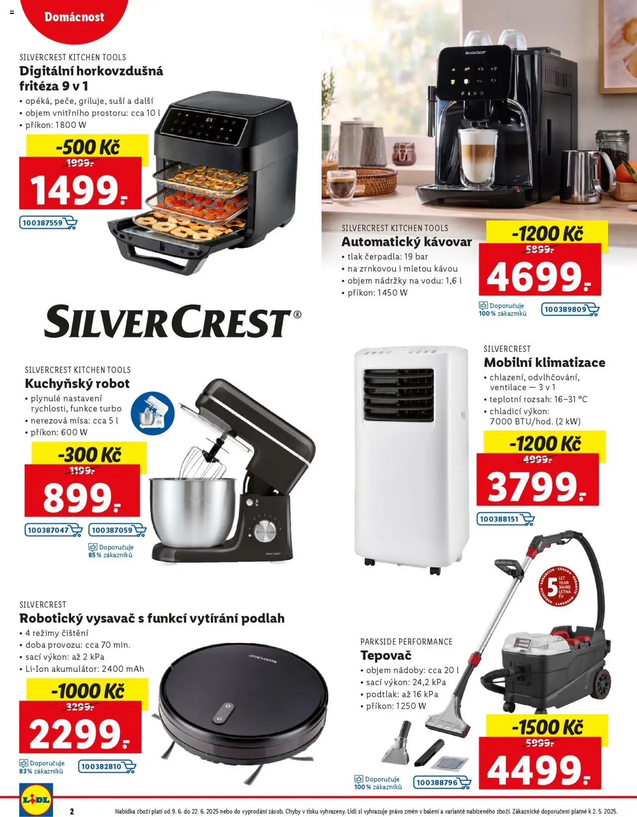 Lidl leták - Magazín červen od 09.06.2025 | Strana: 2 | Produkty: Kuchyňský robot, Parkside, Klimatizace, Kávovar