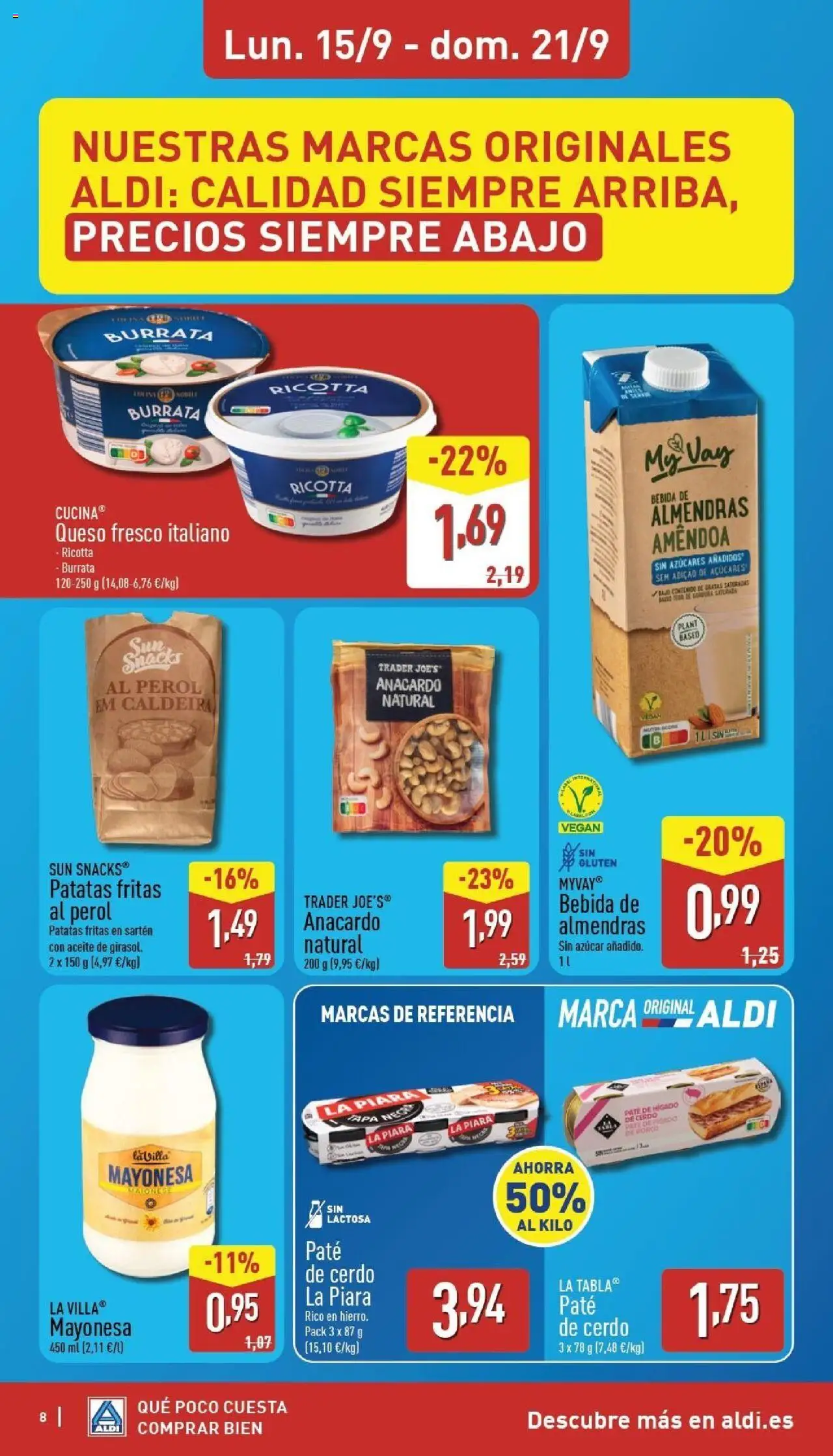 Aldi folleto Baleares │ válido desde el 15.09.2025 | Página: 8 | Productos: Queso, Aceite, Paté, Bebida de almendras