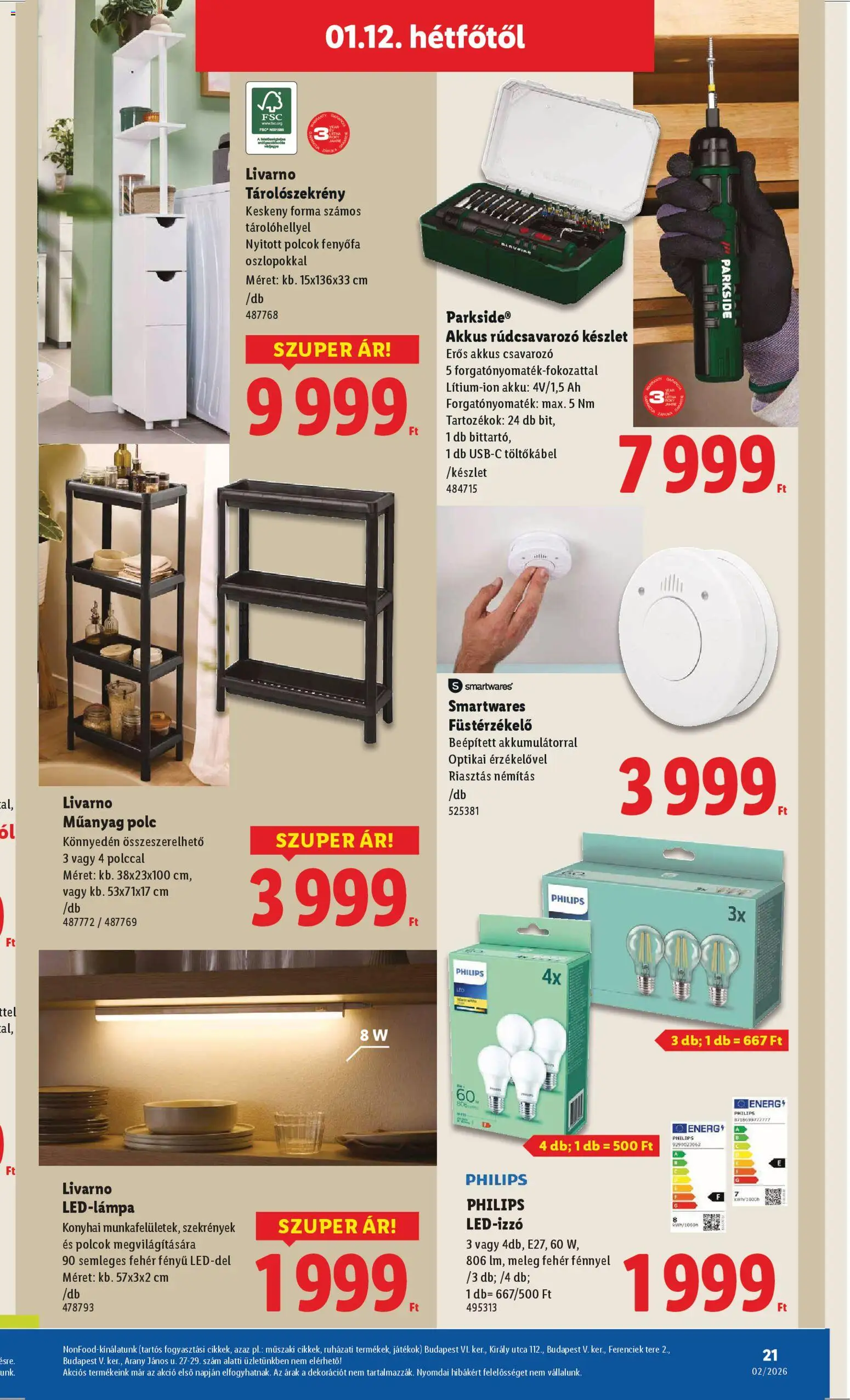 Lidl akciós ujság - amely érvényes a következő dátumtól: 08.01.2026 | Oldal: 21 | Termékek: Parkside, Polcok, Akkus csavarozó, Csavarozó
