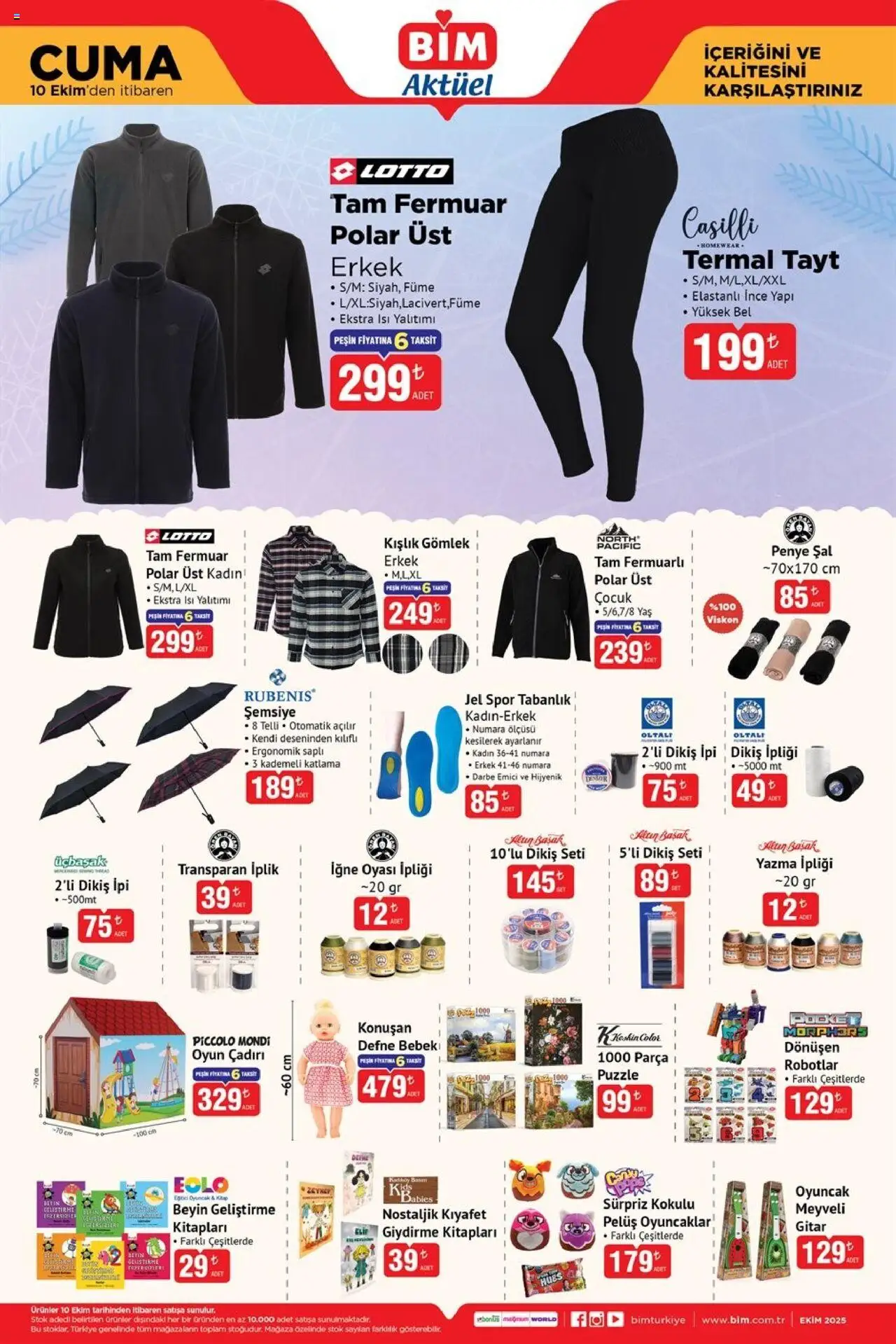 BİM Katalog Cuma - 10.10.2025 tarihinden itibaren geçerlidir | Sayfa: 5 | Ürünler: Iğne, Gömlek, Şemsiye, Oyun