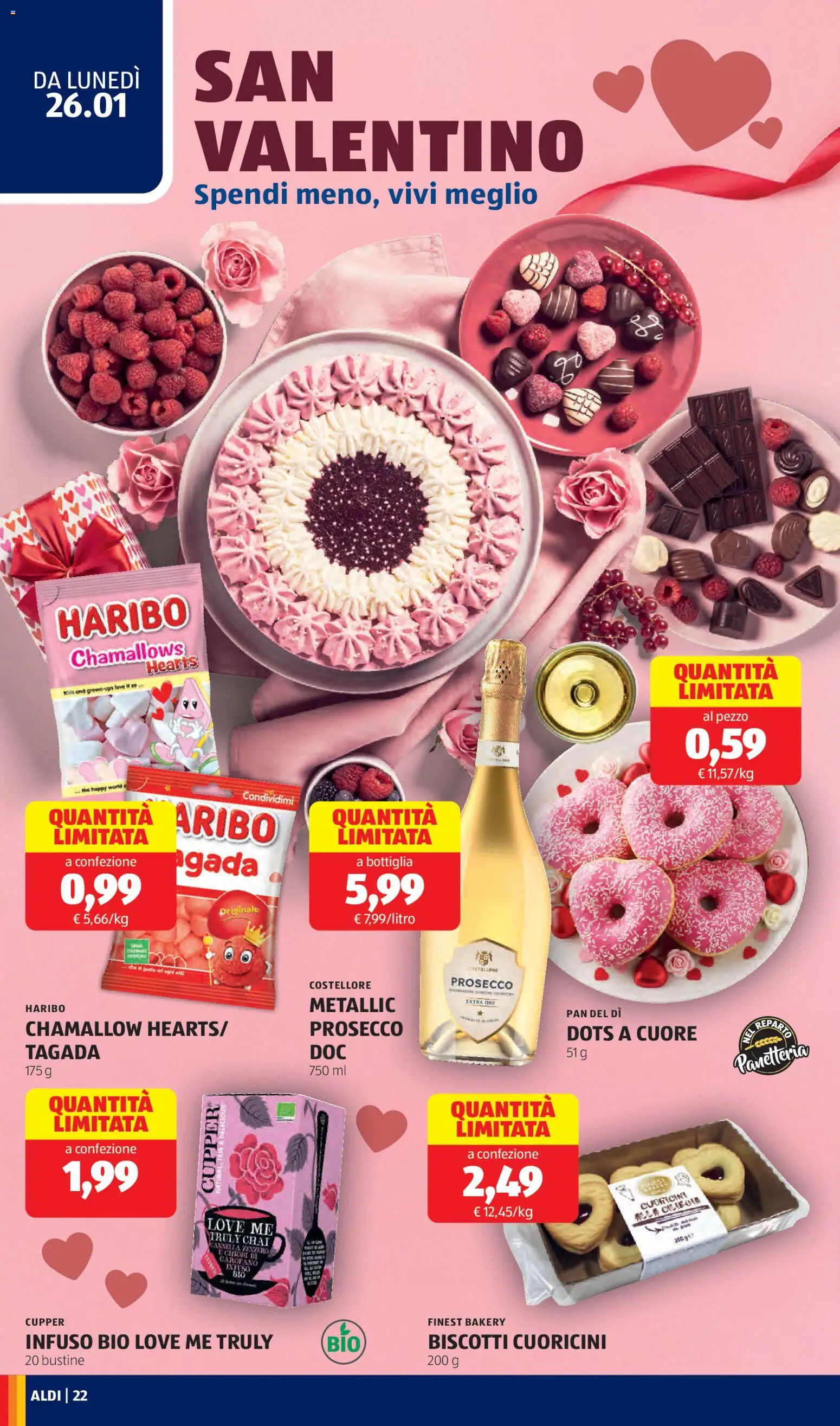 Volantino Aldi del 26.01.2026 | Pagina: 22 | Prodotti: Biscotti, The, Chiodi, Bottiglia