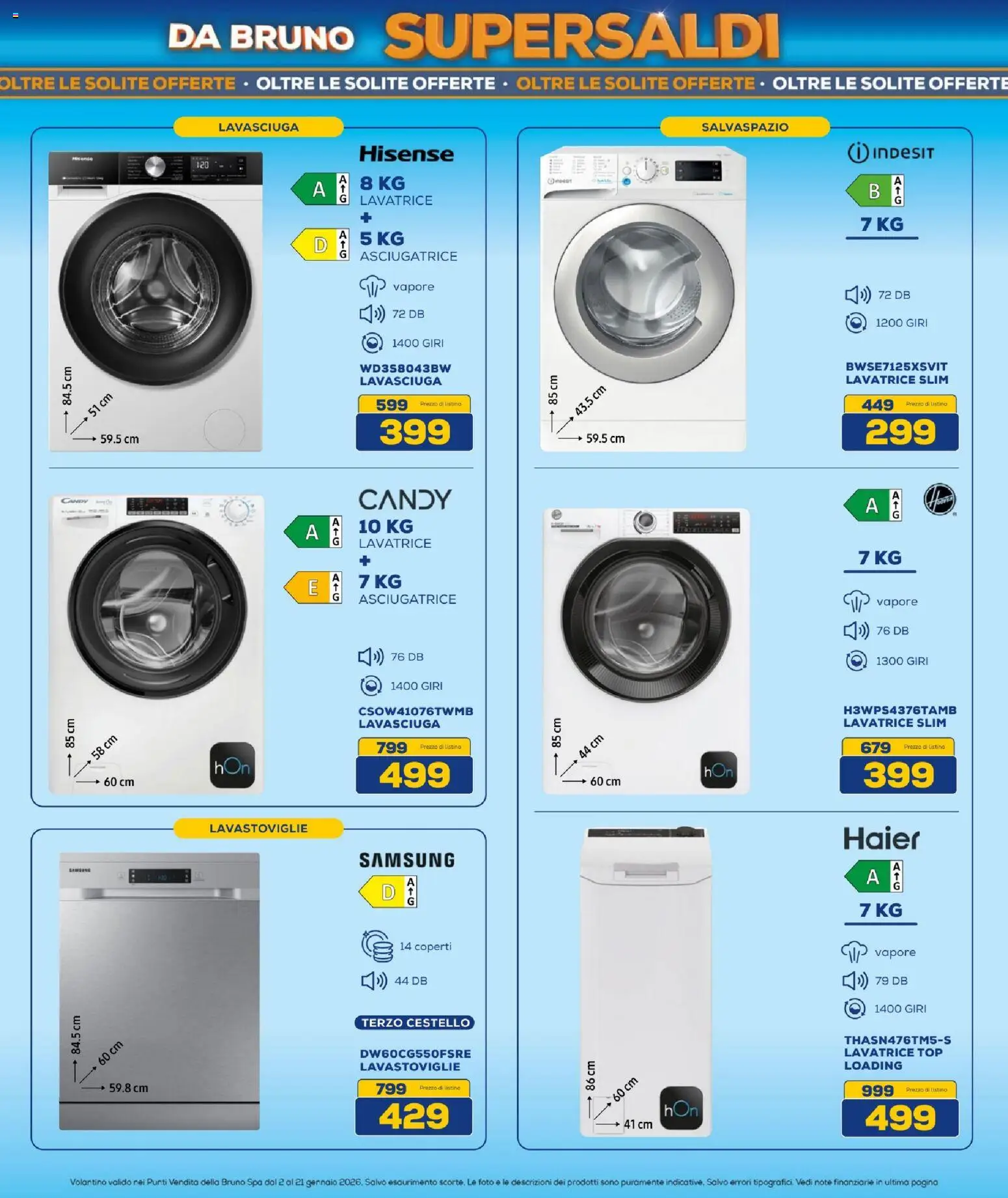 Volantino BRUNO del 02.01.2026 | Pagina: 16 | Prodotti: Lavatrice, Asciugatrice, Lavastoviglie, Samsung