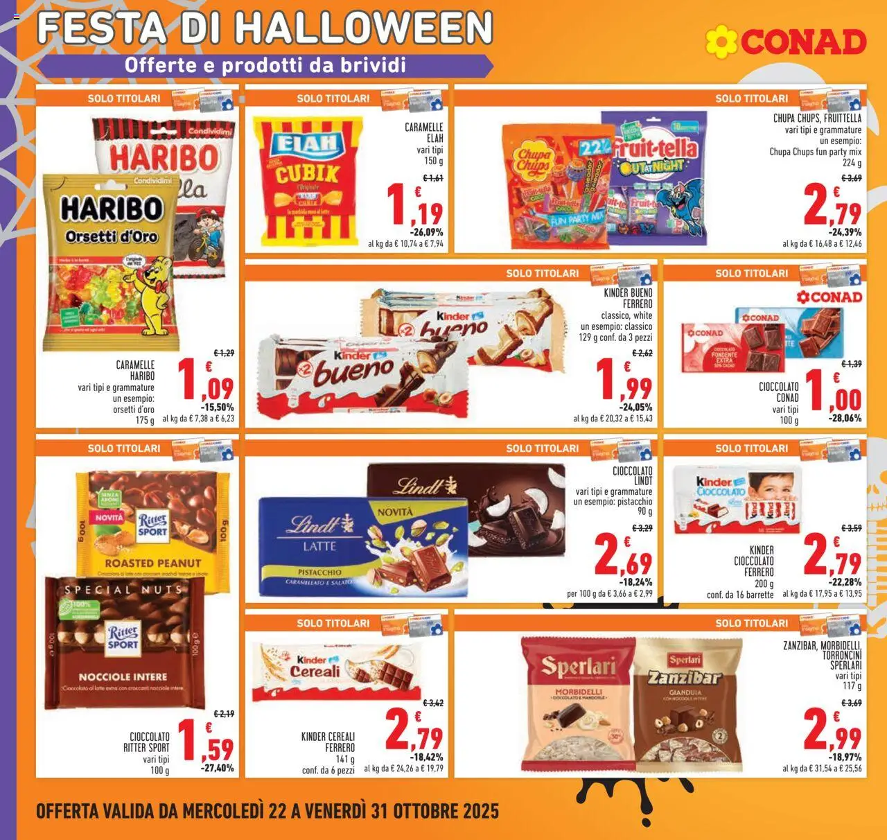 Volantino Conad del 22.10.2025 | Pagina: 16 | Prodotti: Caramelle, Nocciole, Cacao, Torroncini