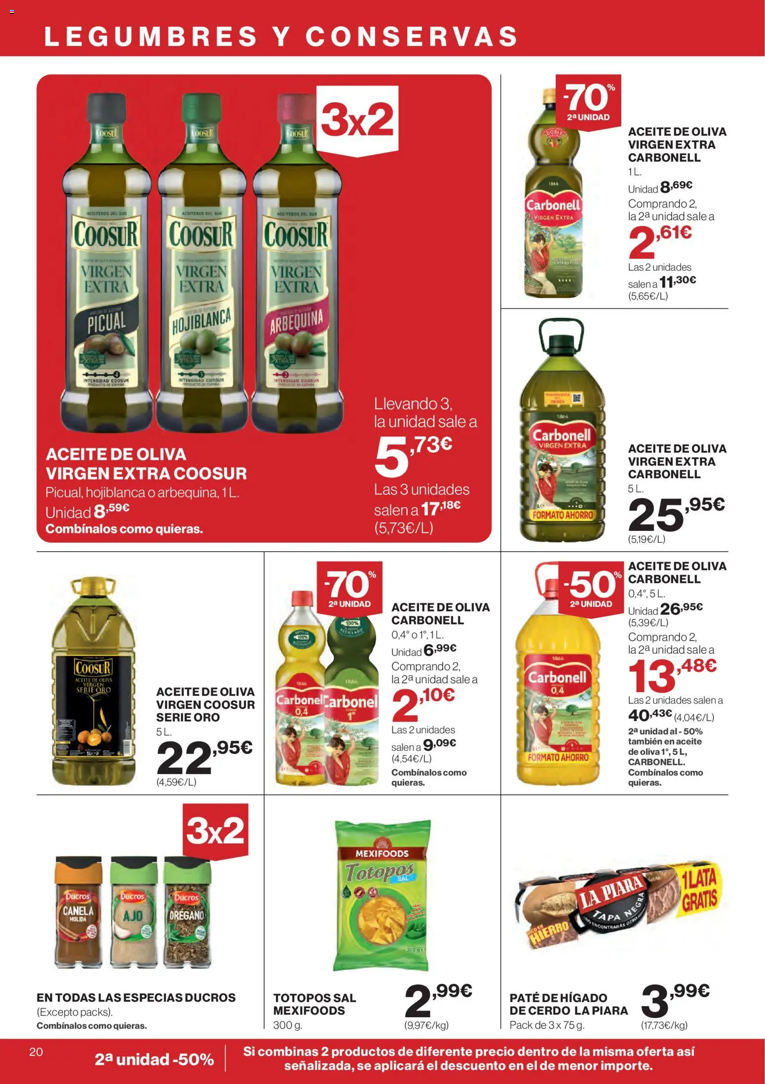 Hipercor catálogo │ válido desde el 07.01.2026 | Página: 20 | Productos: Aceite, Cerdo, Aceite de oliva, Aceite de oliva virgen extra