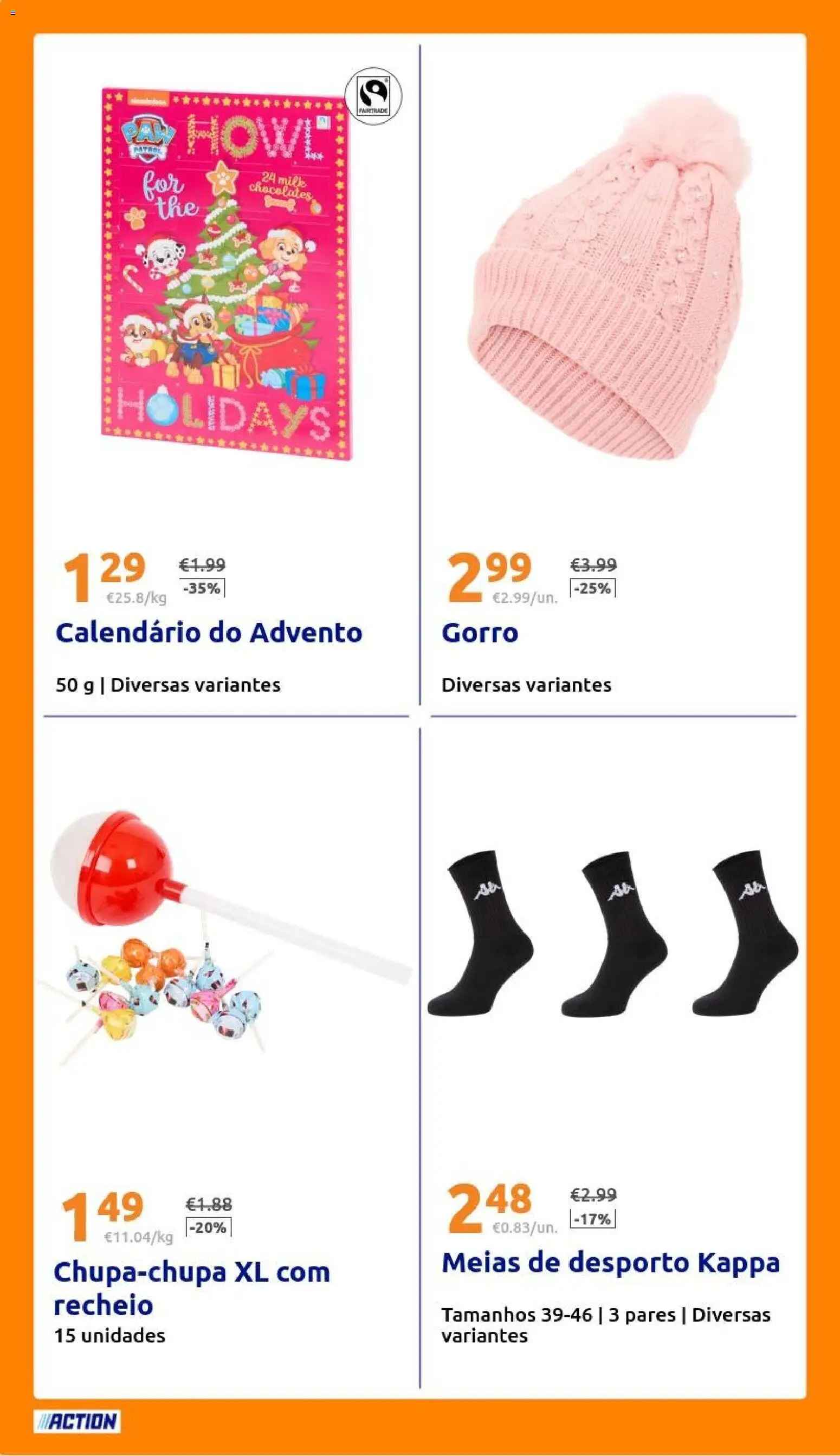 Action - Action PT week 46 2025 │ válido de 12.11.2025 | Página: 20 | Produtos: Pó, Chocolates, Gorro, Meias