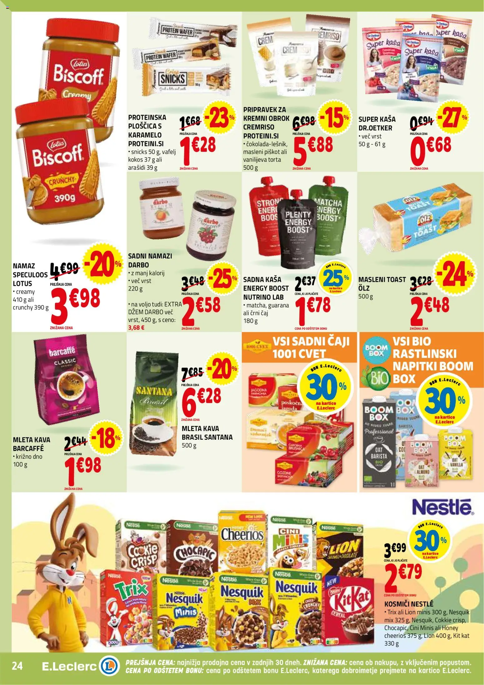 Novi E.leclerc katalog ponudbe – veljaven od 25.02.2026 | Stran: 24 | Izdelki: Arašidi, Napitki, Toast, Torta