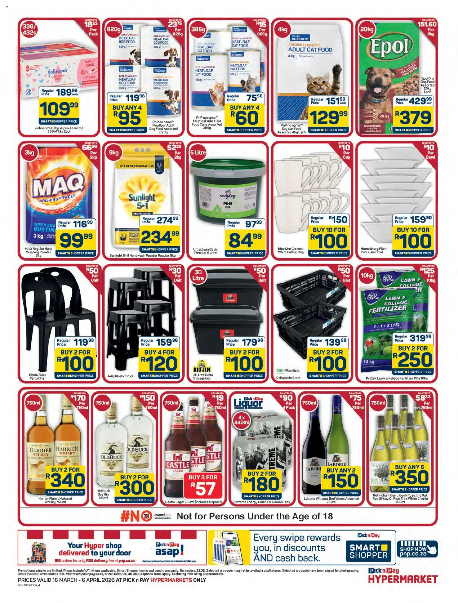 New Pick n Pay catalogue – valid from 16.03.2026 | Page: 4 | Products: Stool, Bowl, Cider, Dog food