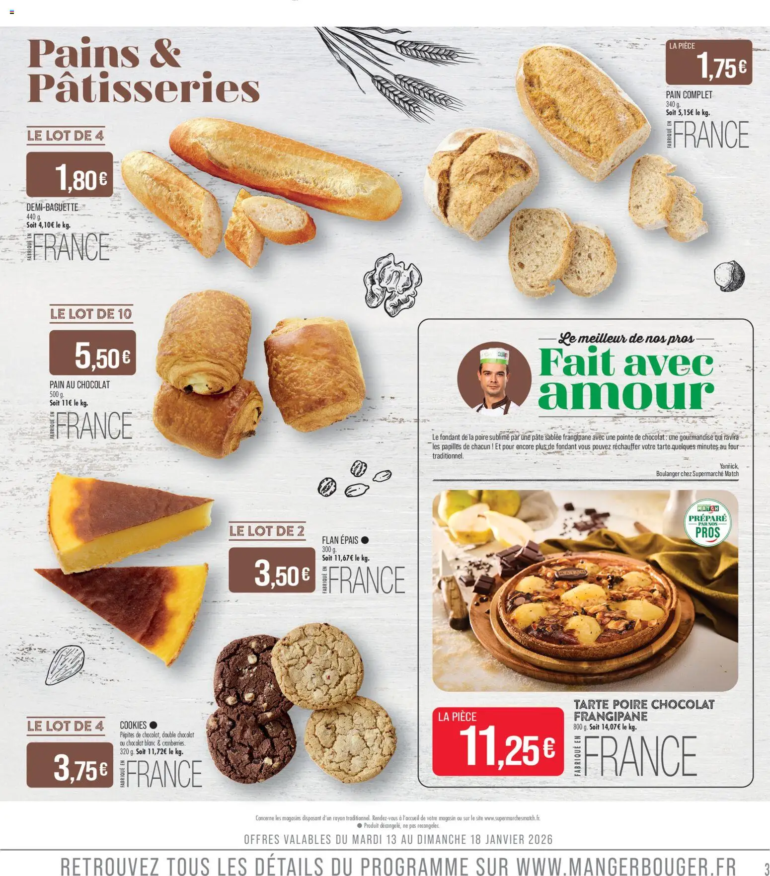 {H1} | Page: 3 | Produits: Poire, Four, Pain, Chocolat