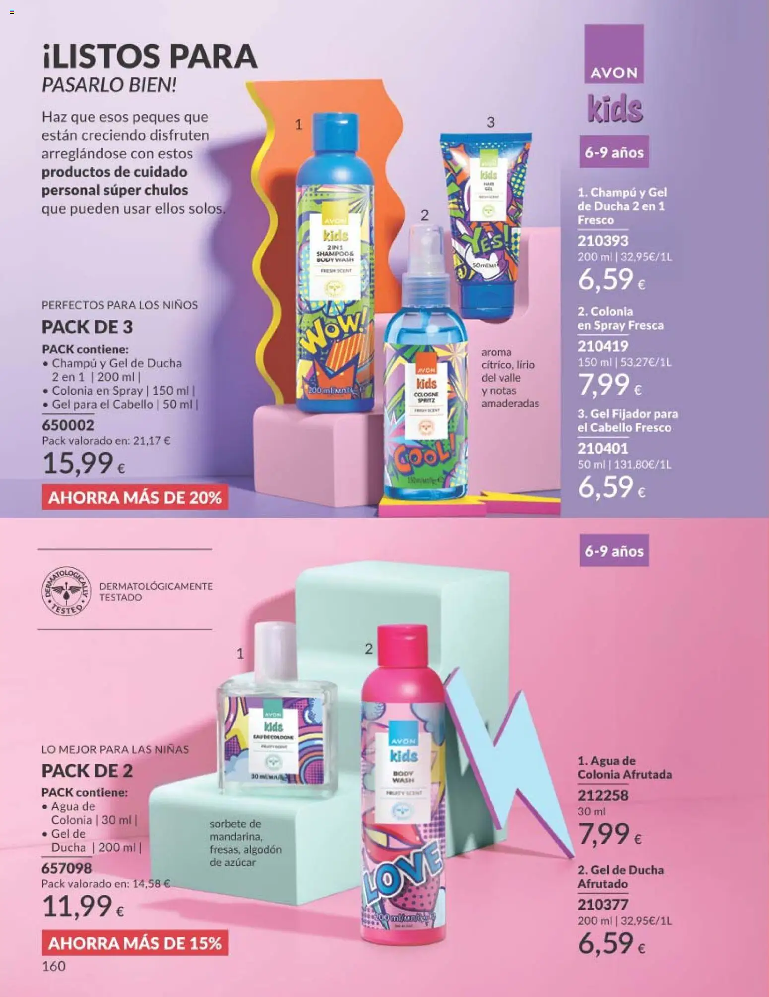 Catálogo AVON campaña 1 │ válido desde el 01.01.2026 | Página: 160 | Productos: Agua de colonia, Champú, Body, Ducha