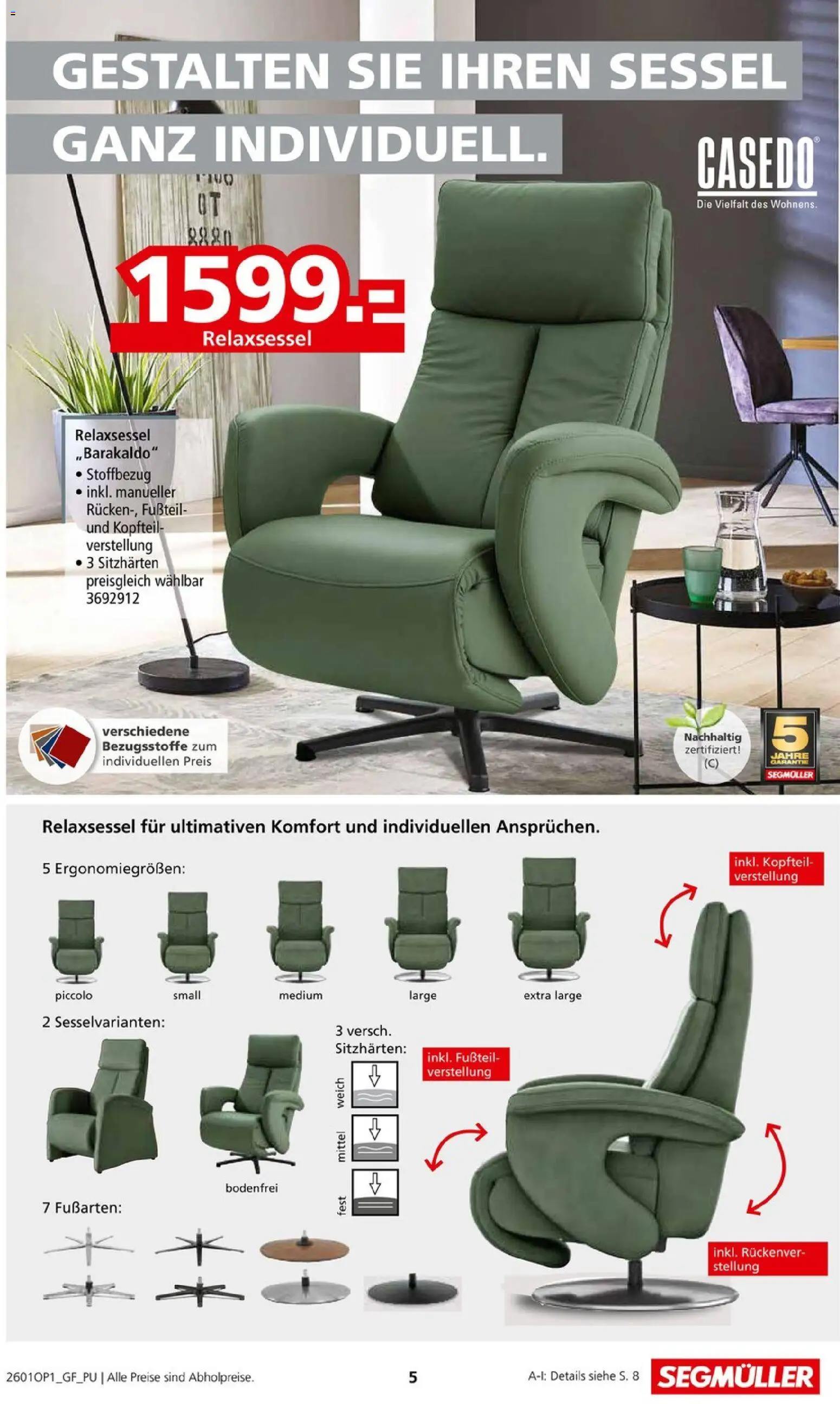 Segmüller Sessel Spezial – gültig ab 29.12.2025 | Seite: 5 | Produkte: Relaxsessel, Sessel