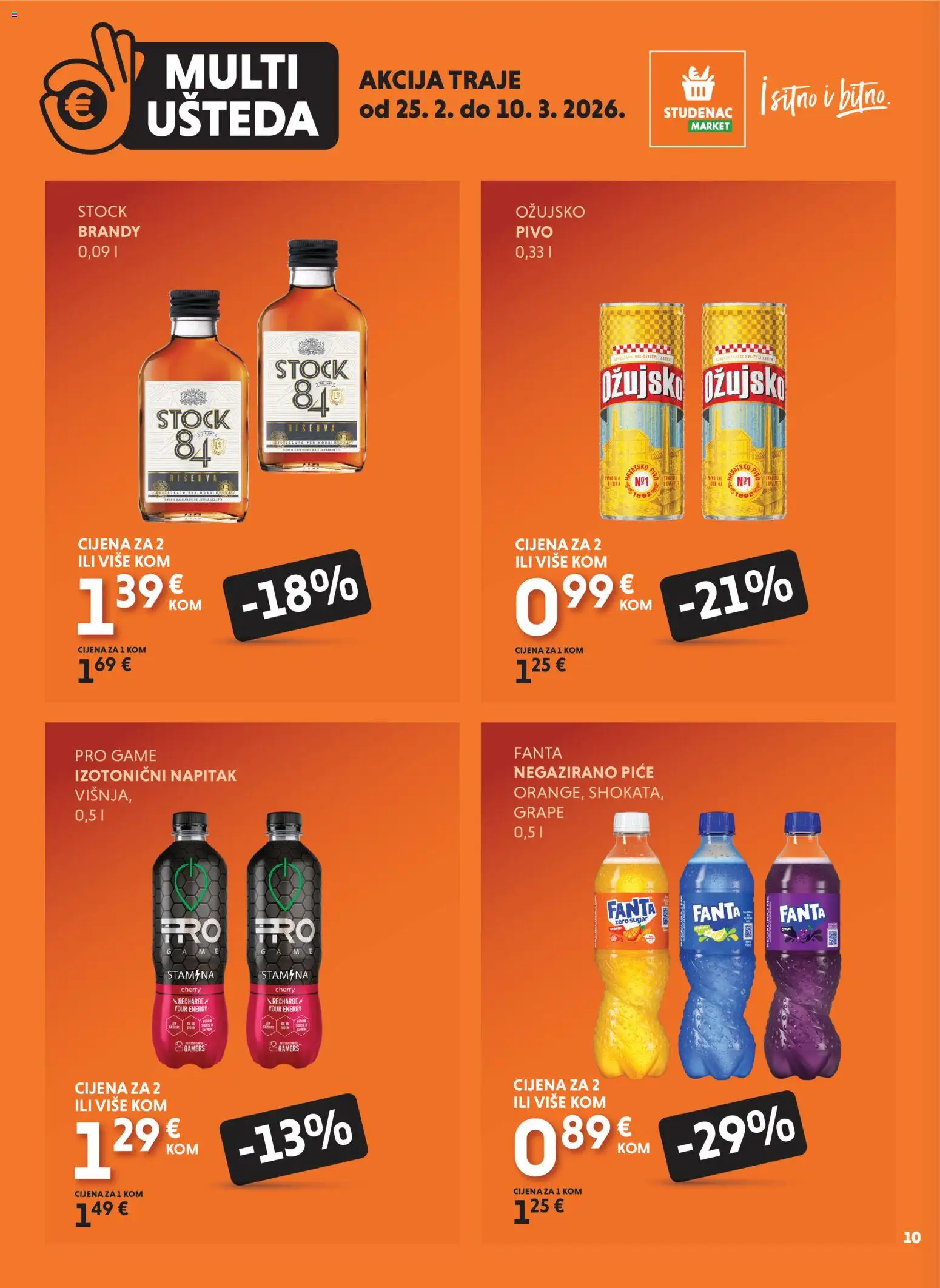 Studenac katalog | vrijedi od 25.02.2026 | Stranica: 10 | Proizvodi: Fanta, Pivo, Ožujsko