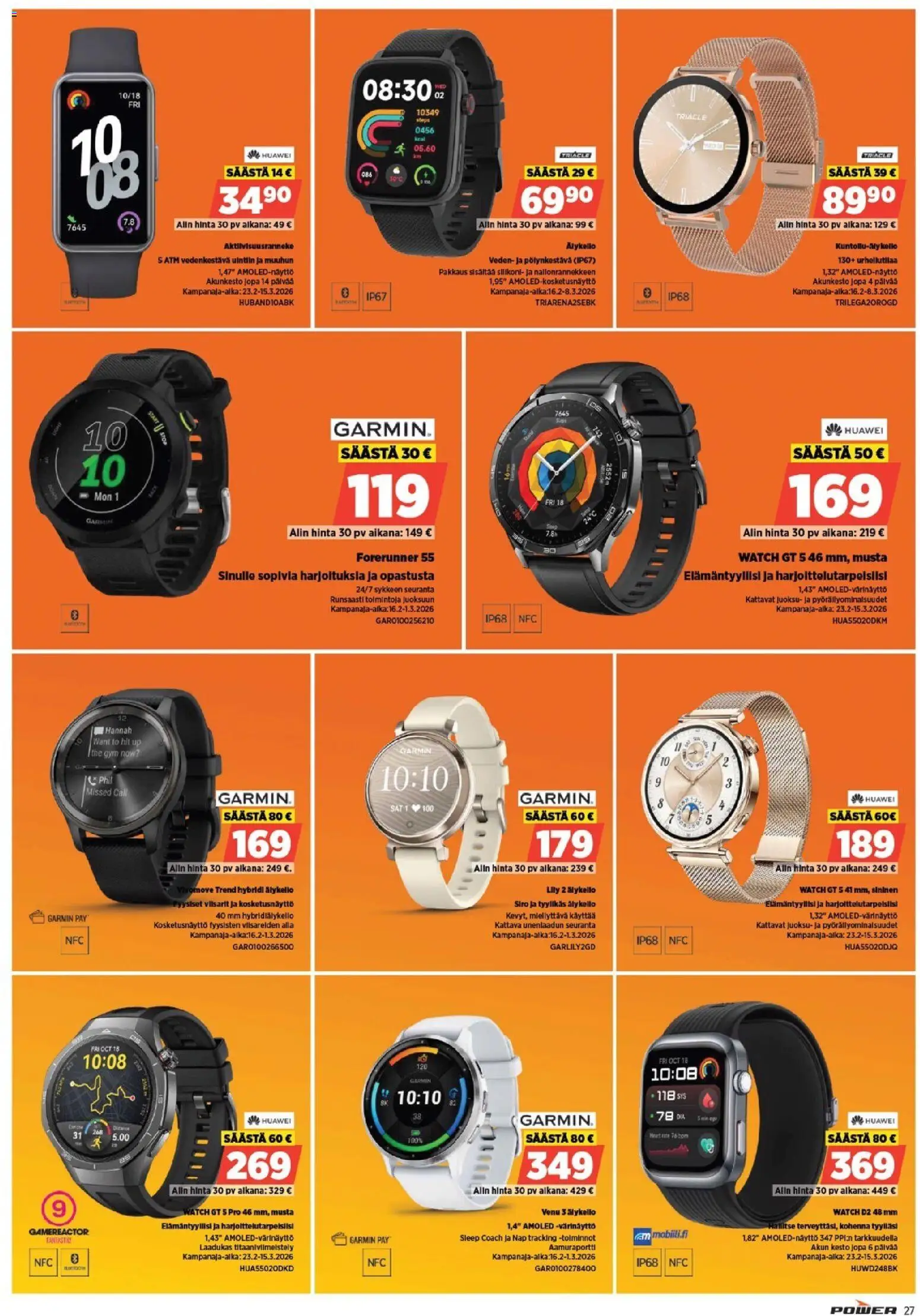 Power - POWER HINTAAN Viikon mainoslehti – voimassa 21.03.2026 alkaen | Sivu: 27 | Tuotteet: Älykello, Kello