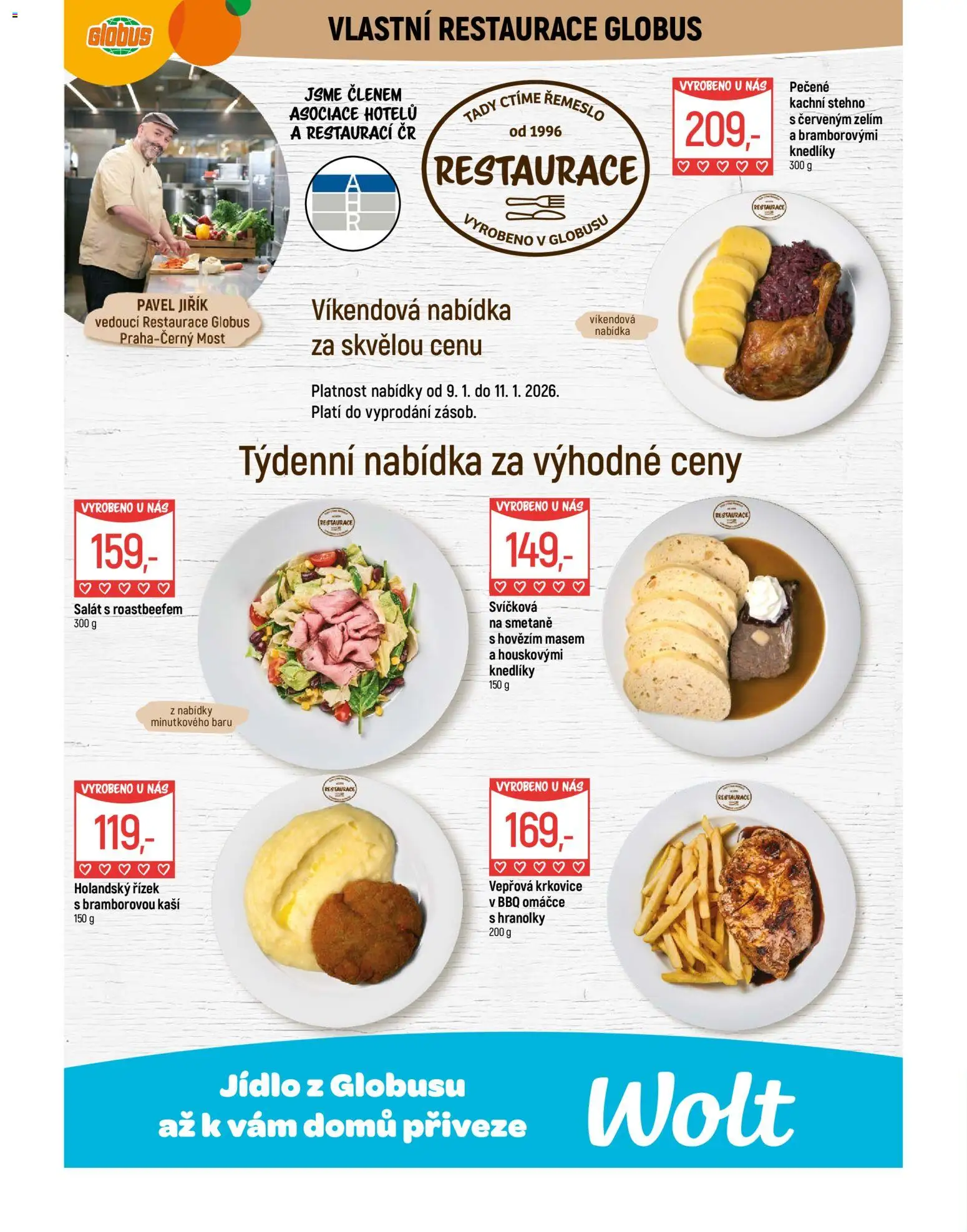 Globus leták - Praha Černý Most od 07.01.2026 | Strana: 9 | Produkty: Holandský řízek, Mošt, Hranolky, Vepřová krkovice