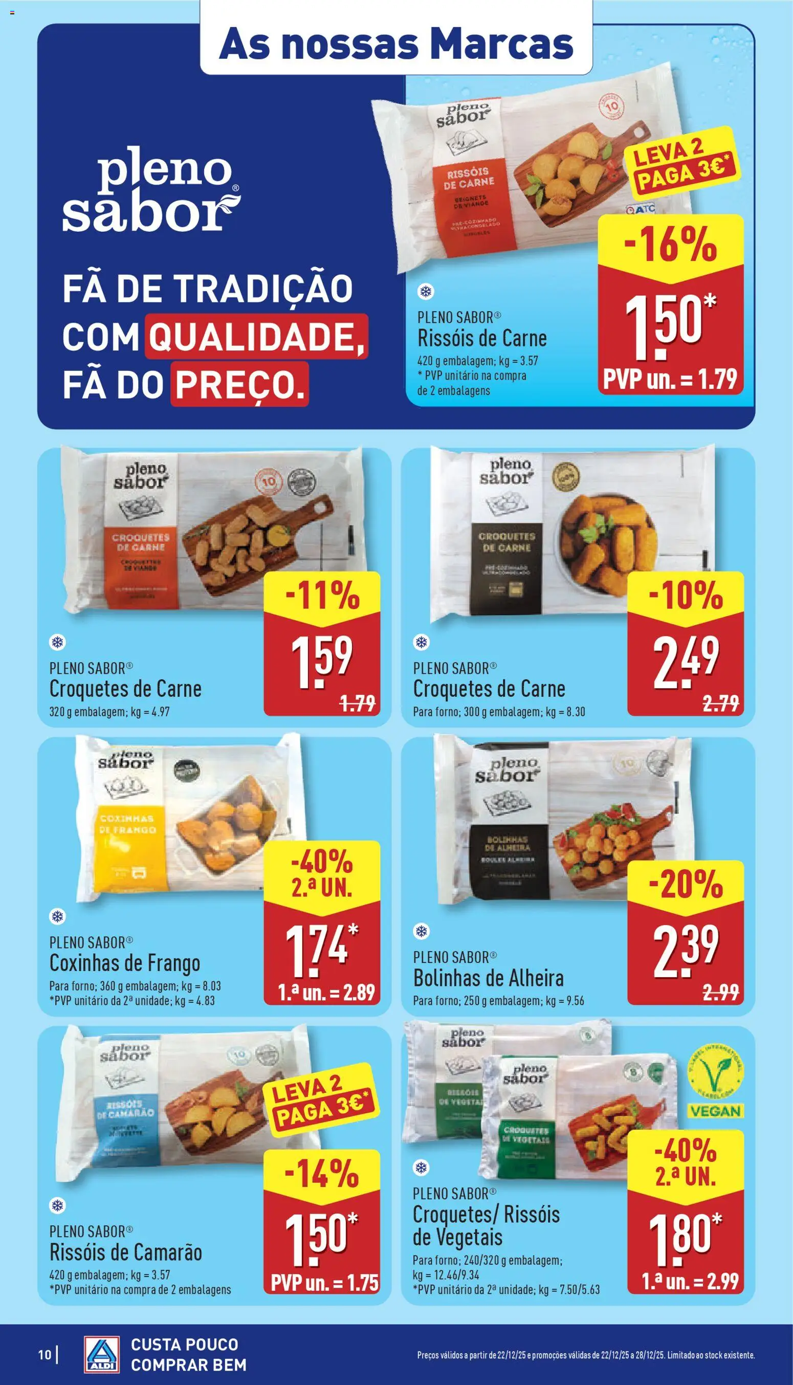 Aldi folheto │ válido de 22.12.2025 | Página: 10 | Produtos: Frango, Camarão, Carne, Alheira