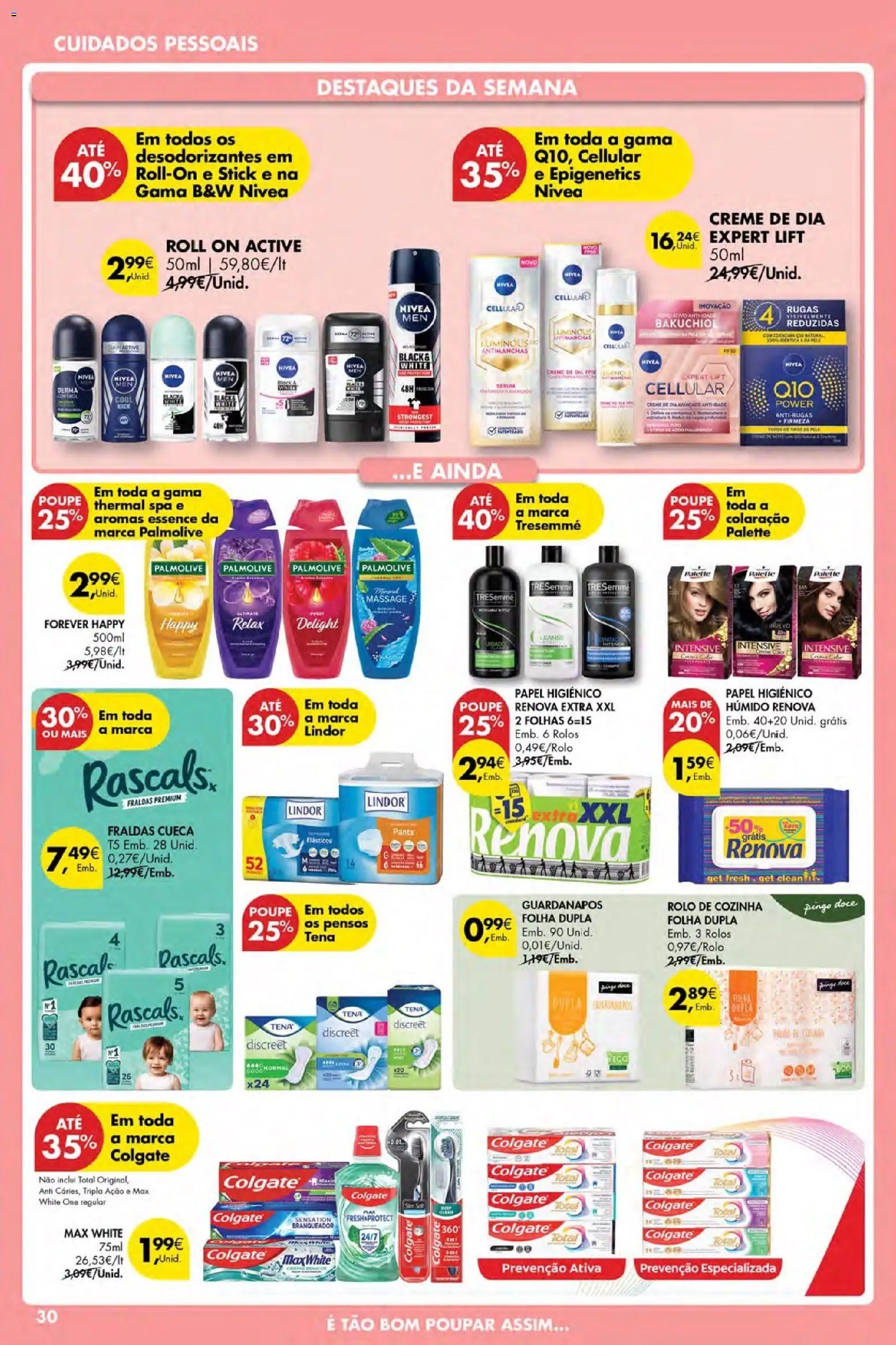 Pingo Doce Poupe Esta Semana Açores │ válido de 19.03.2026 | Página: 30 | Produtos: Papel higiénico, Fraldas, Guardanapos, Creme