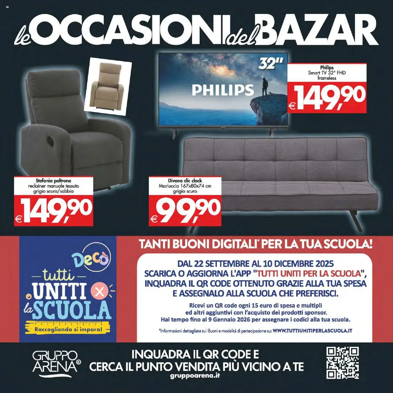 Volantino Decò del 03.10.2025 | Pagina: 20 | Prodotti: smart TV, TV, Divano, Poltrona