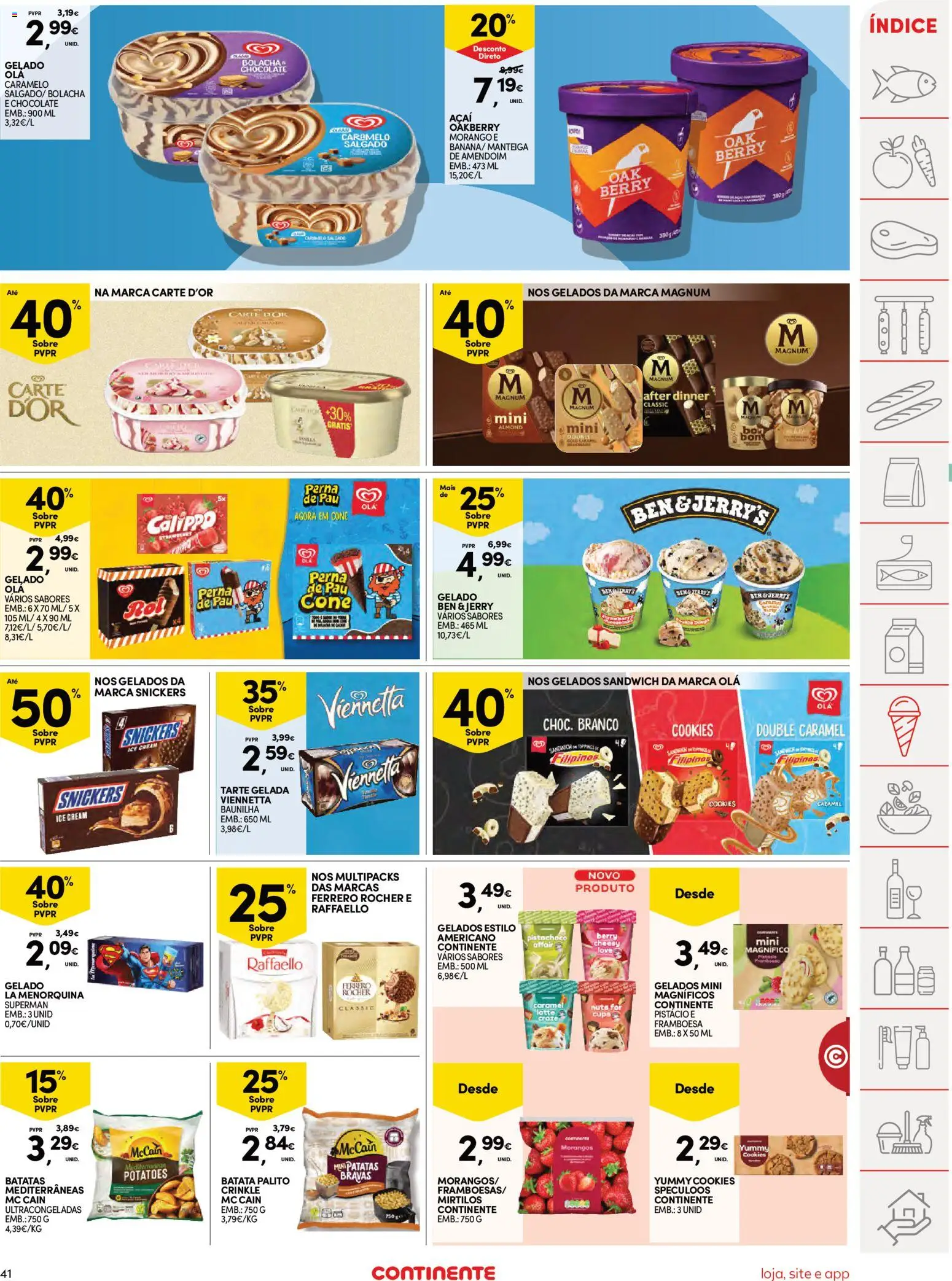 Continente Semanal Continente Bom Dia │ válido de 24.03.2026 | Página: 41 | Produtos: Batata, Açai, Manteiga, Mirtilos