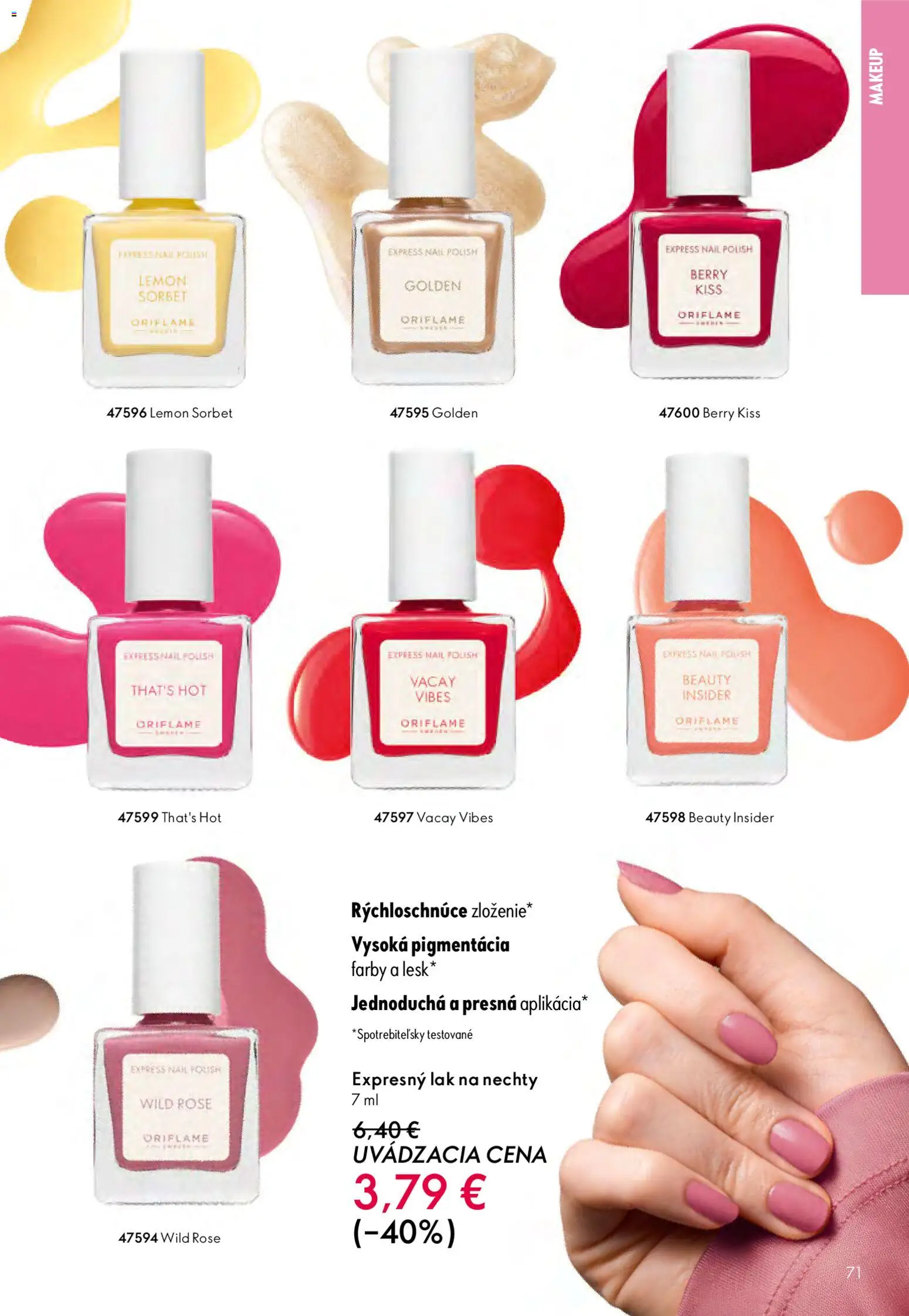 Nové Oriflame akcie – leták je platný od 06.05.2026 | Strana: 71 | Produkty: Sorbet, Lak na nechty