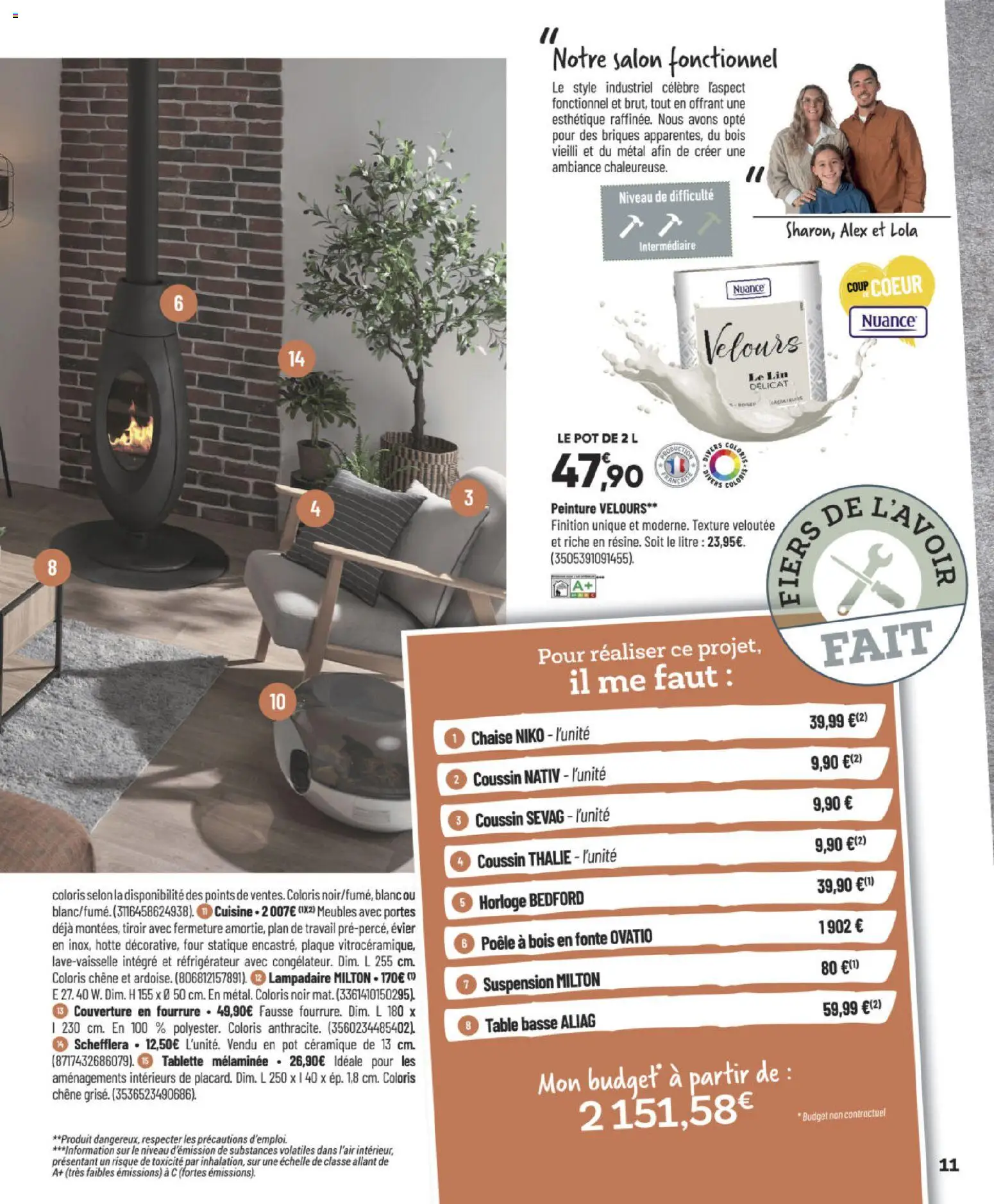 {H1} | Page: 11 | Produits: Tablette, Poêle, Table basse, Chaise