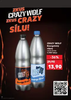 Náhled letáku CRAZY WOLF, Energetický nápoj různé druhy 1 l PET láhev od 22.04.2026 | Strana: 42