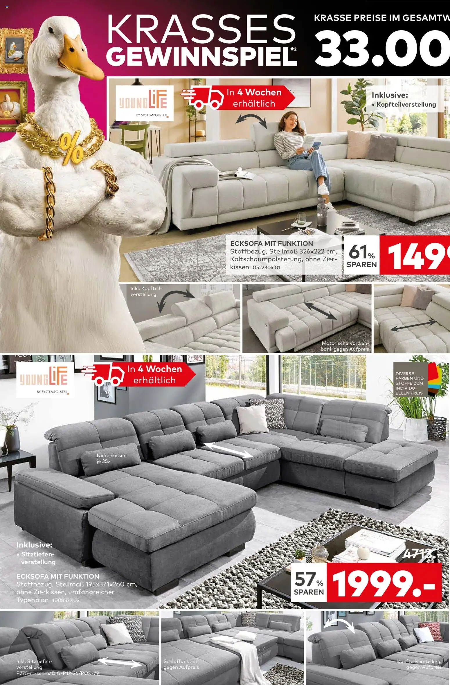 Porta! Prospekt Aachen – gültig ab 09.03.2026 | Seite: 4 | Produkte: Ecksofa, Kissen