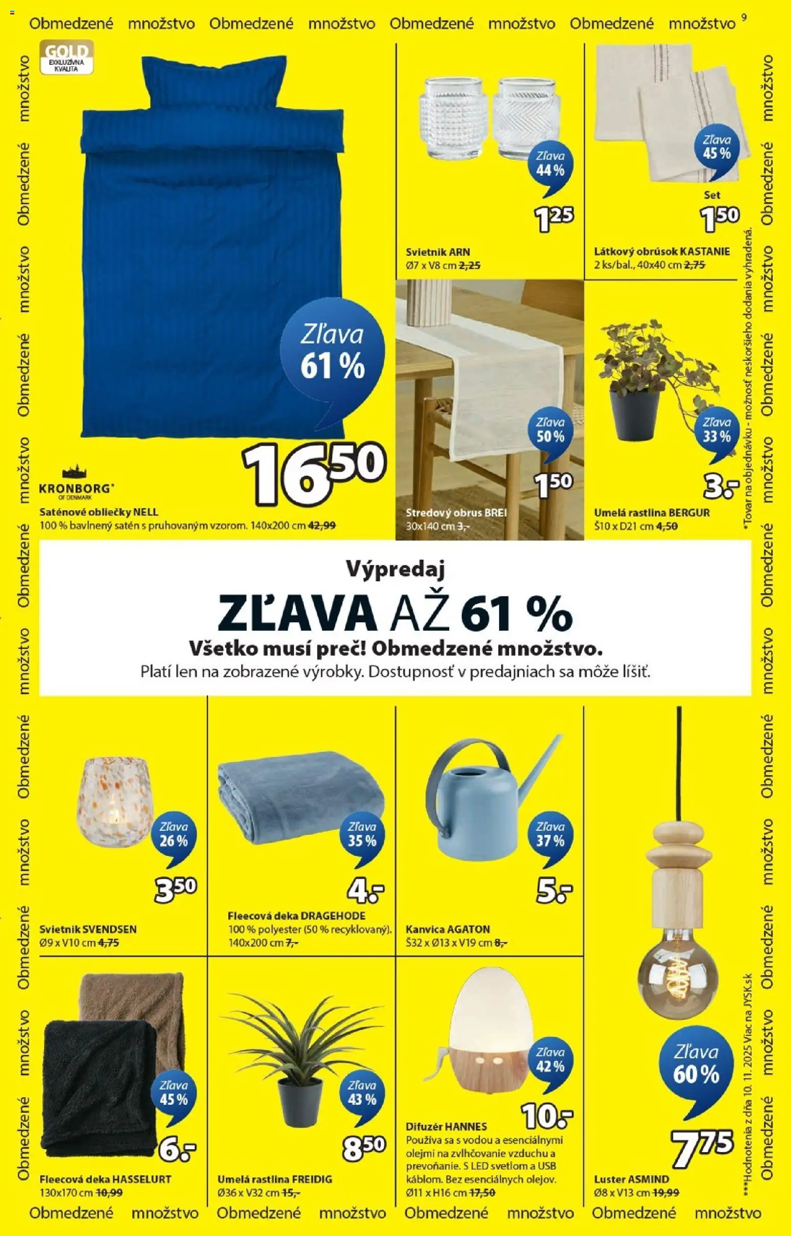 Nové JYSK akcie – leták je platný od 07.01.2026 | Strana: 9 | Produkty: Obliečky, Difúzer, Luster, Kanvica